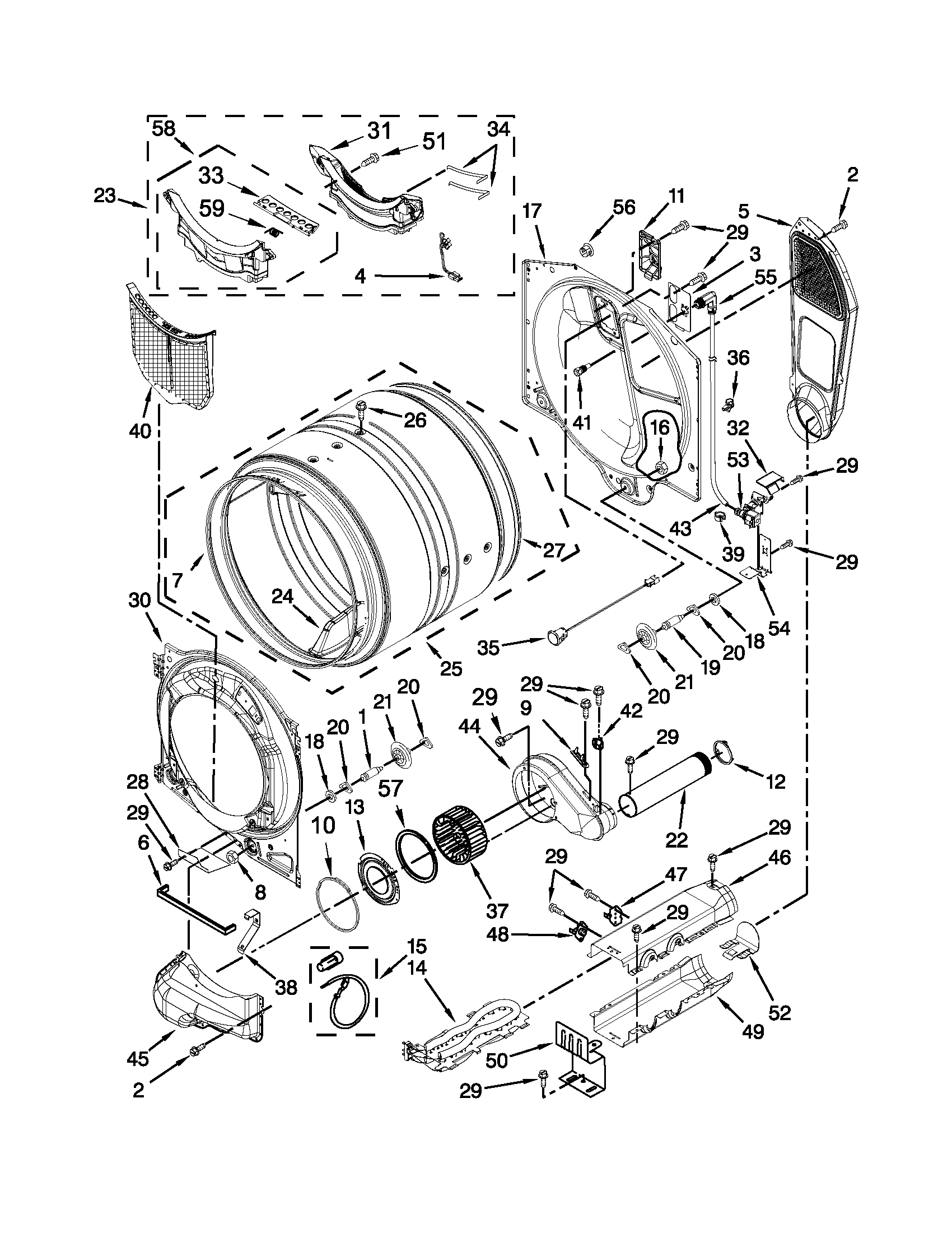 Maytag YMED7000XW3 bulkhead parts diagram