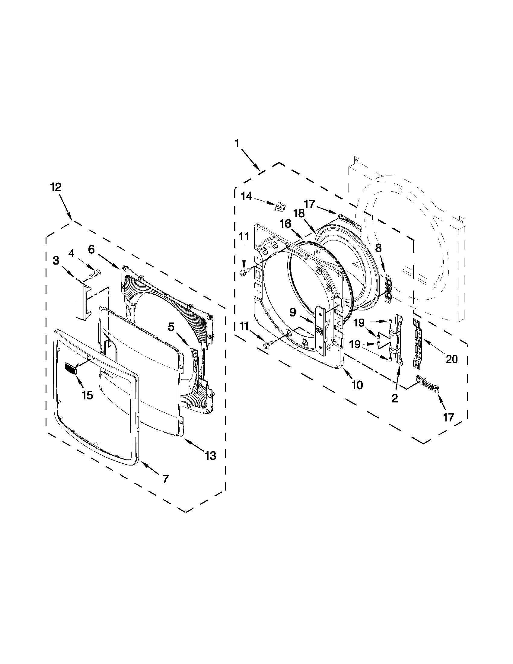Maytag YMED7000XW3 door parts diagram