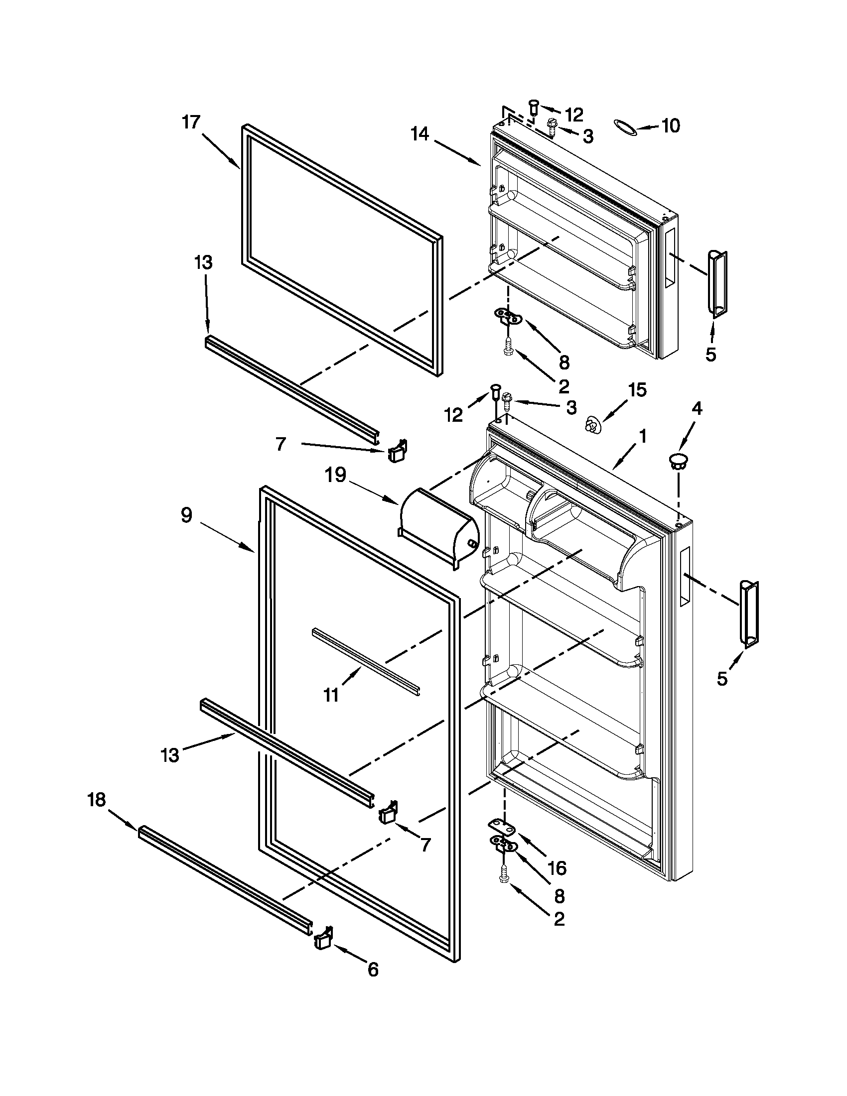 Amana A8TCNWFAW01 door parts diagram
