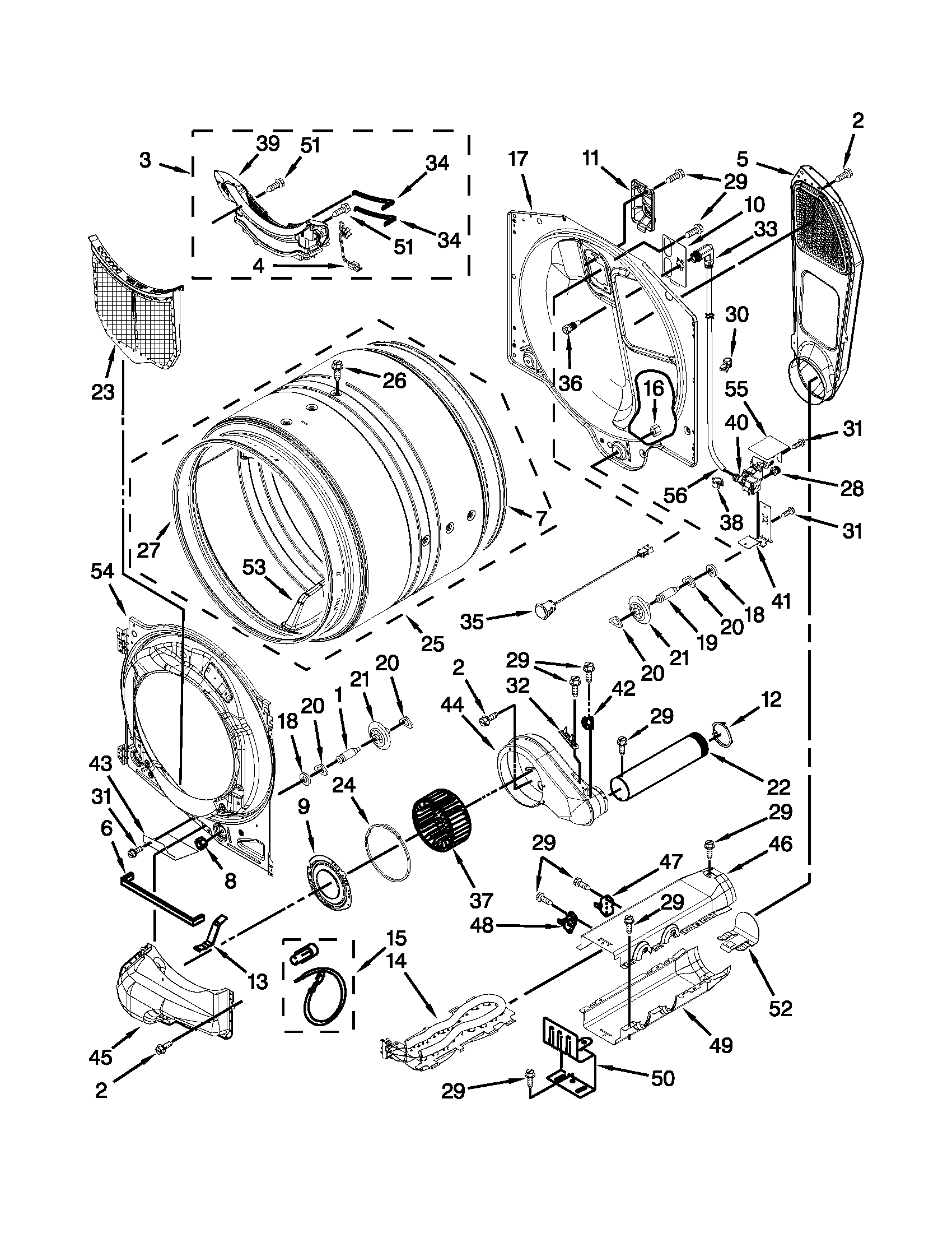Whirlpool WED97HEXW0 bulkhead parts diagram