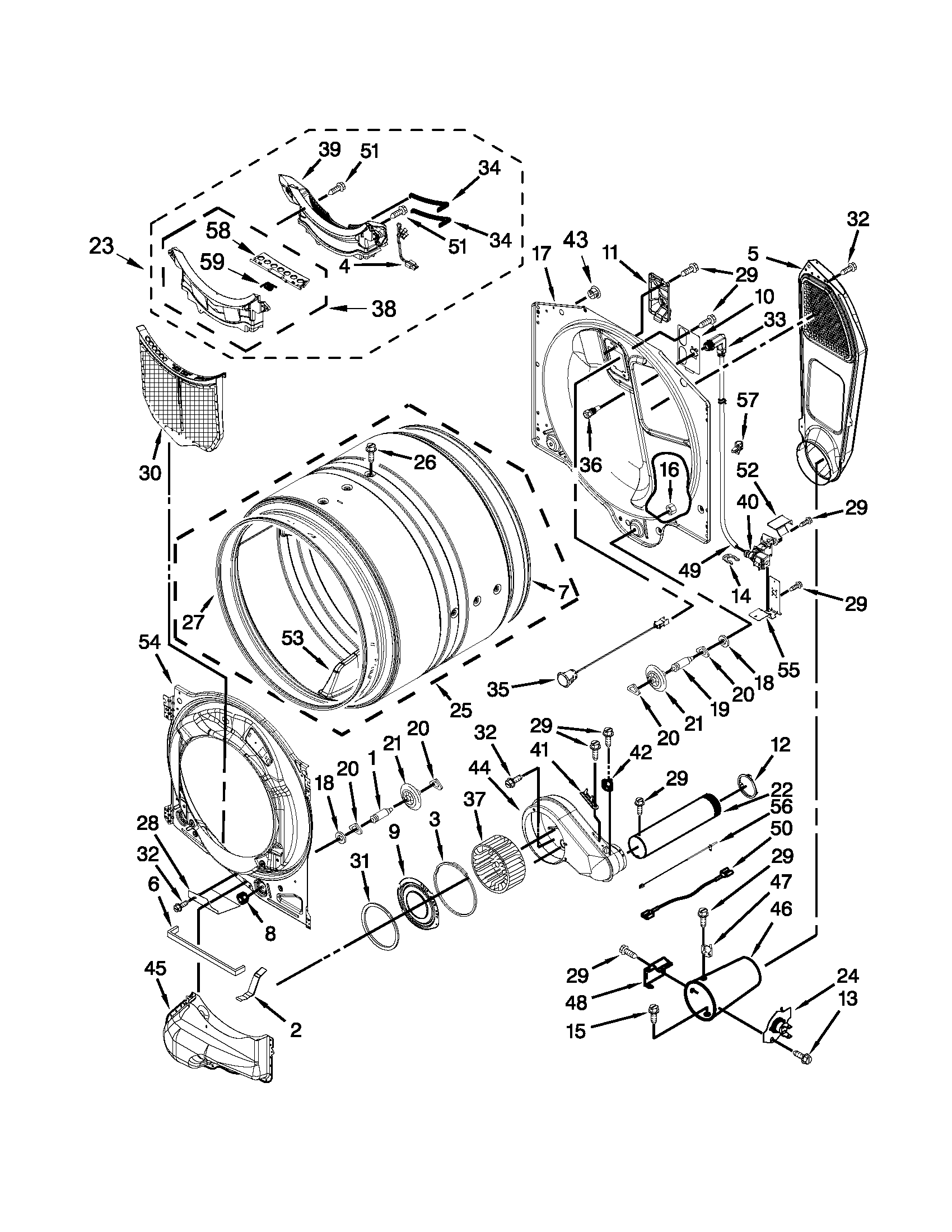 Whirlpool WGD94HEXW0 bulkhead parts diagram