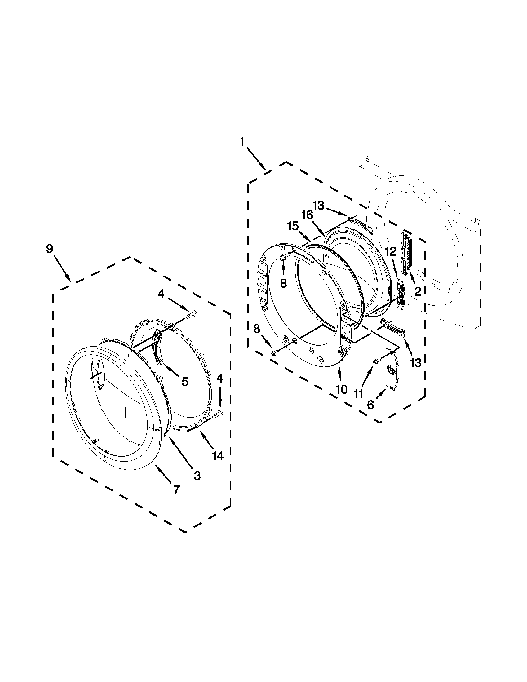 Whirlpool WGD95HEXL0 door parts diagram