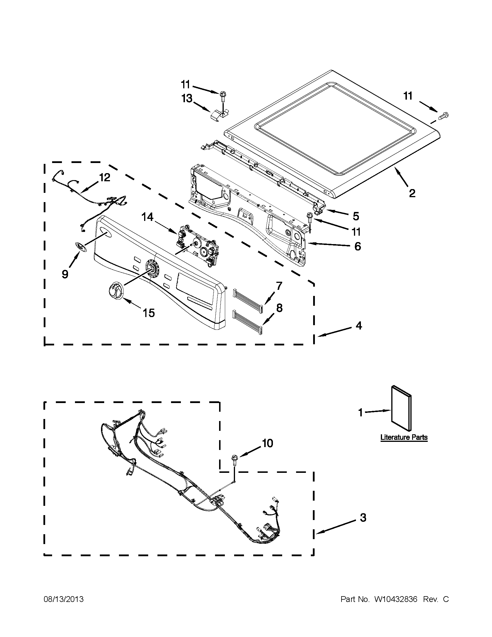 Whirlpool YWED95HEXW1 top and console parts diagram