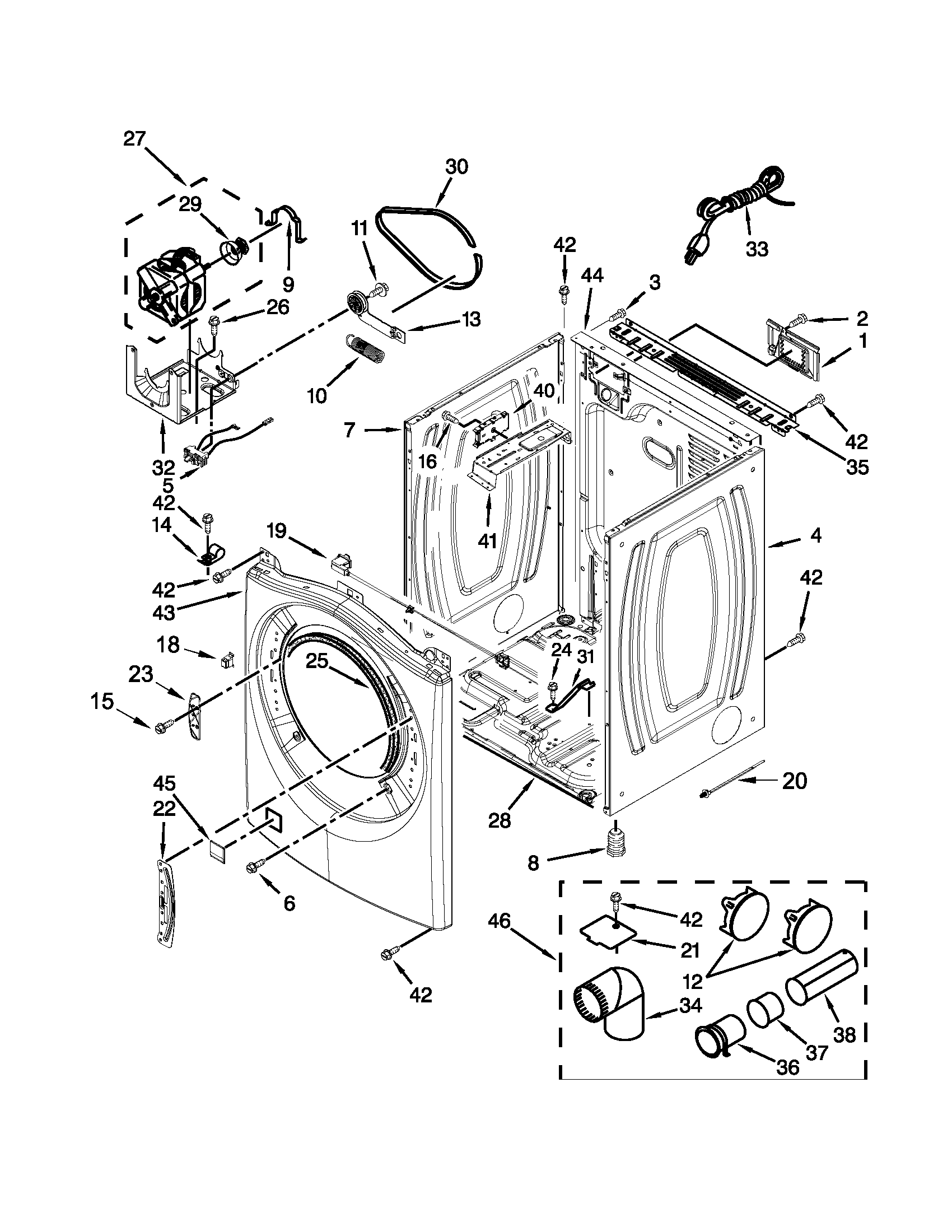 Whirlpool WGD97HEXR2 cabinet parts diagram