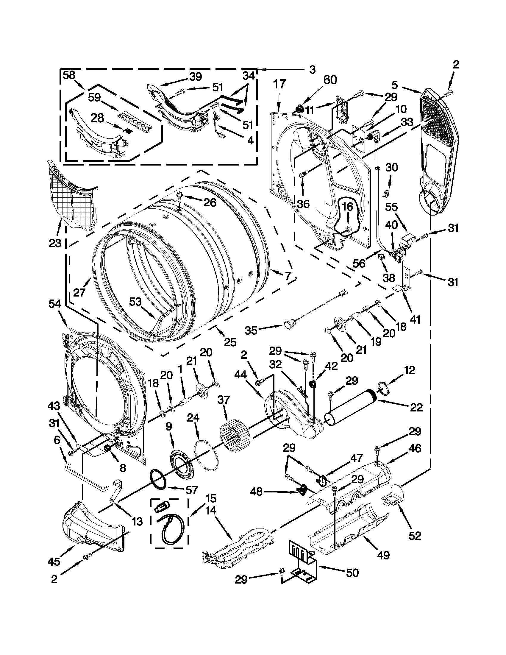 Whirlpool WED94HEXR2 bulkhead parts diagram