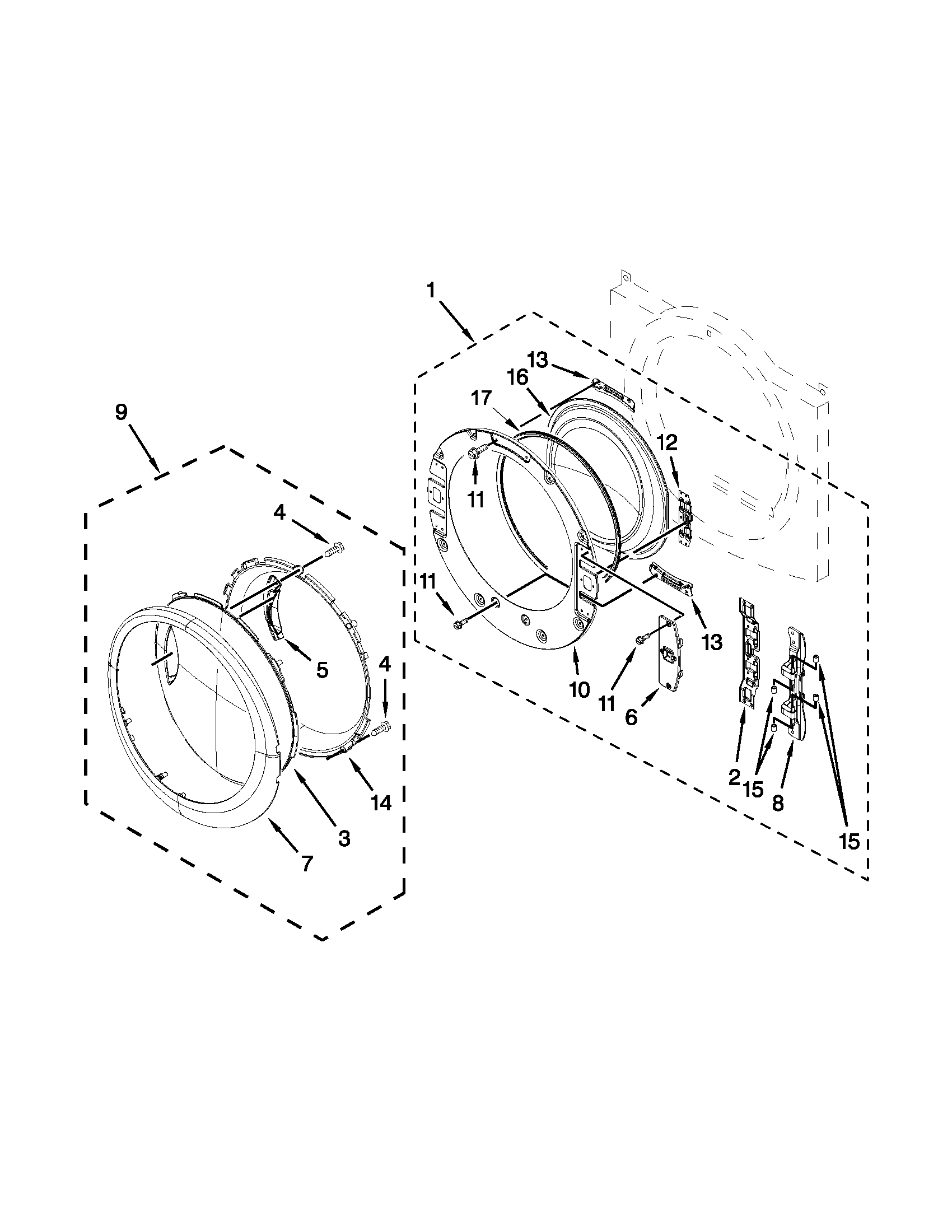 Whirlpool WED94HEXR2 door parts diagram