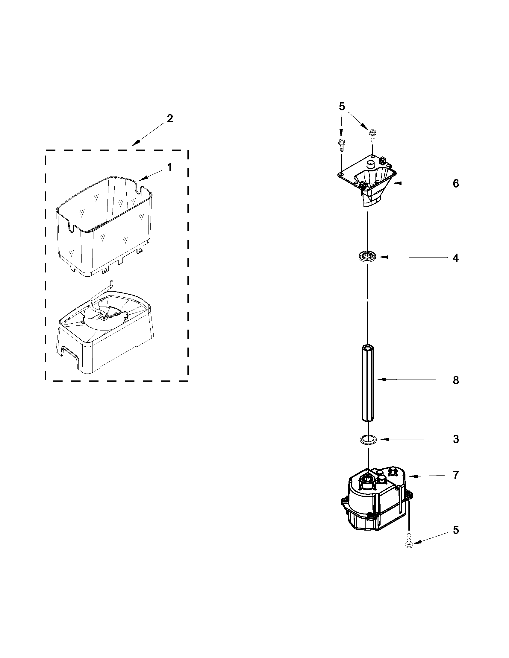 KitchenAid KSF22C4CYY00 motor and ice container parts diagram