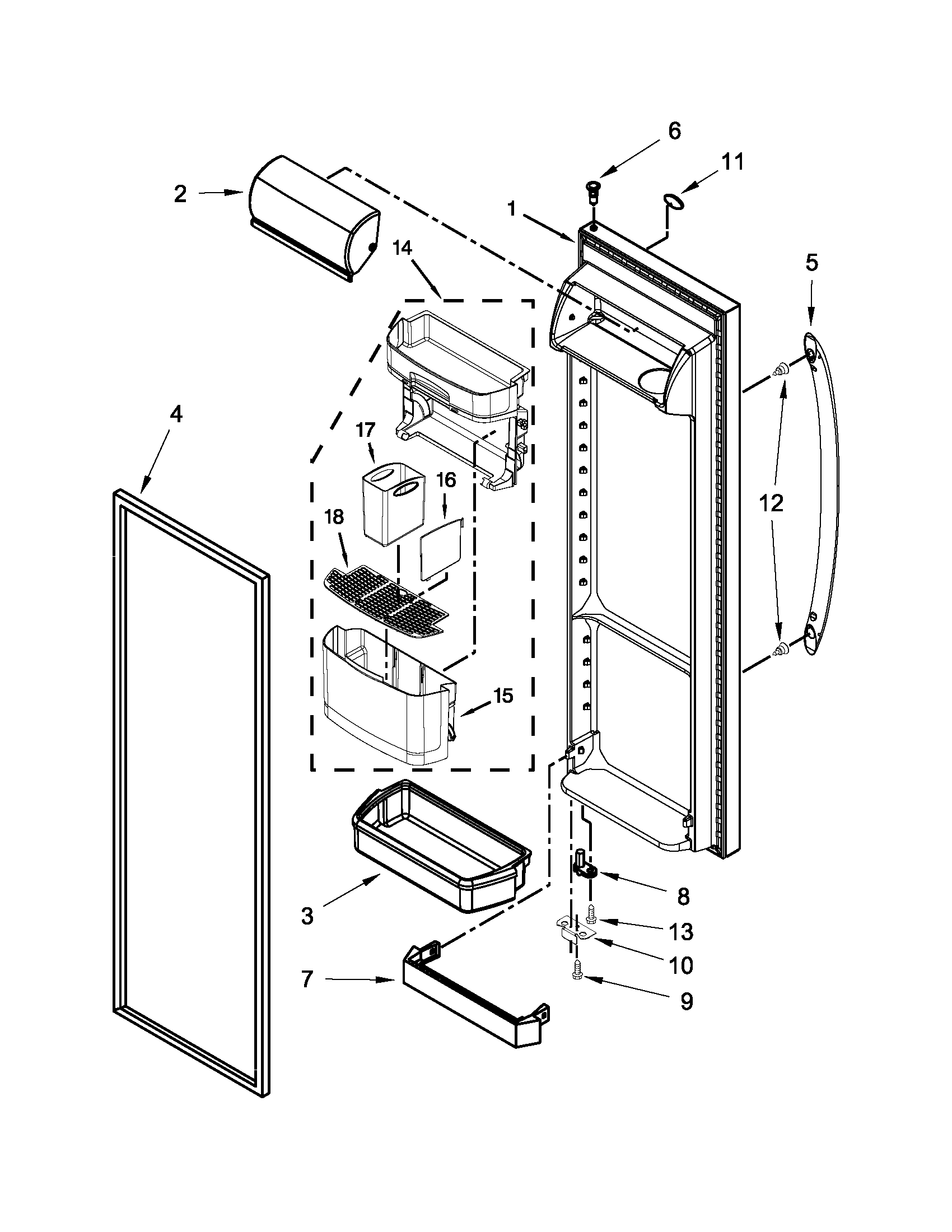 KitchenAid KSF22C4CYY00 refrigerator door parts diagram
