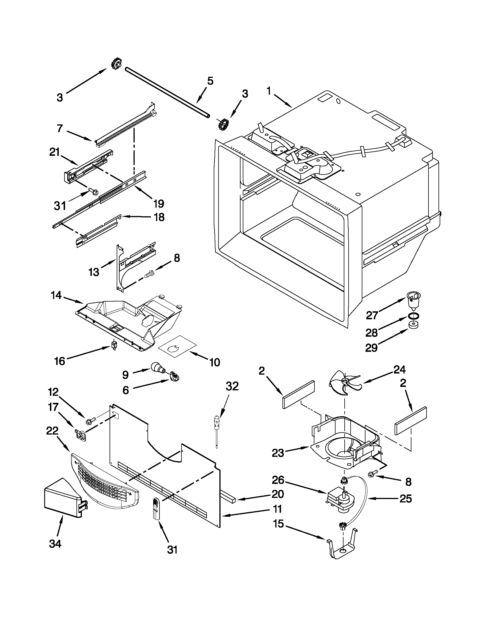 Maytag MBF1958XES6 freezer liner parts diagram