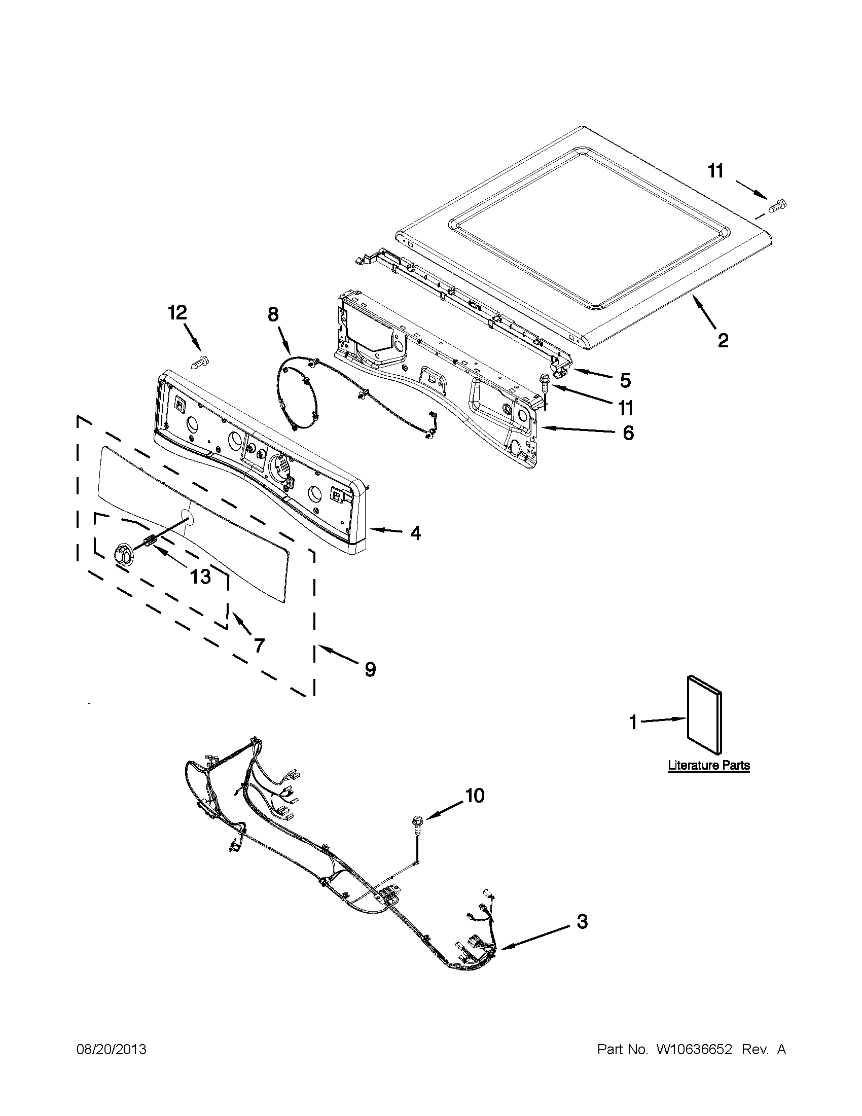Amana YNED5700BW0 top and console parts diagram