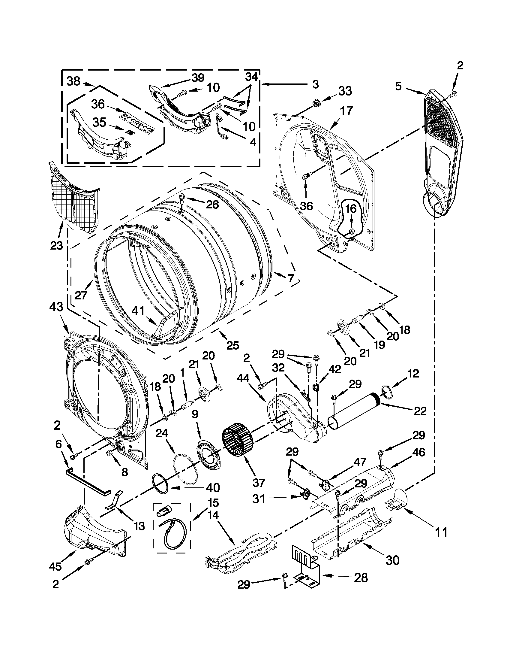 Amana YNED5700BW0 bulkhead parts diagram