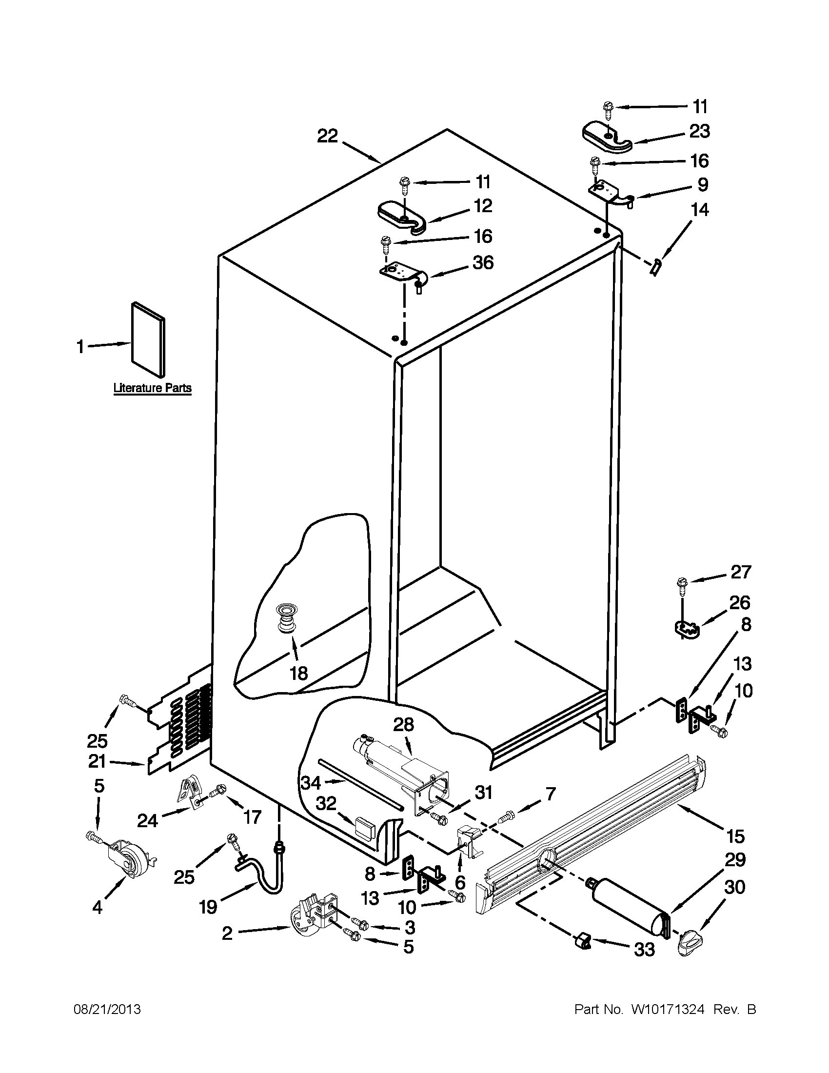 Whirlpool ED5HHAXVL00 cabinet parts diagram