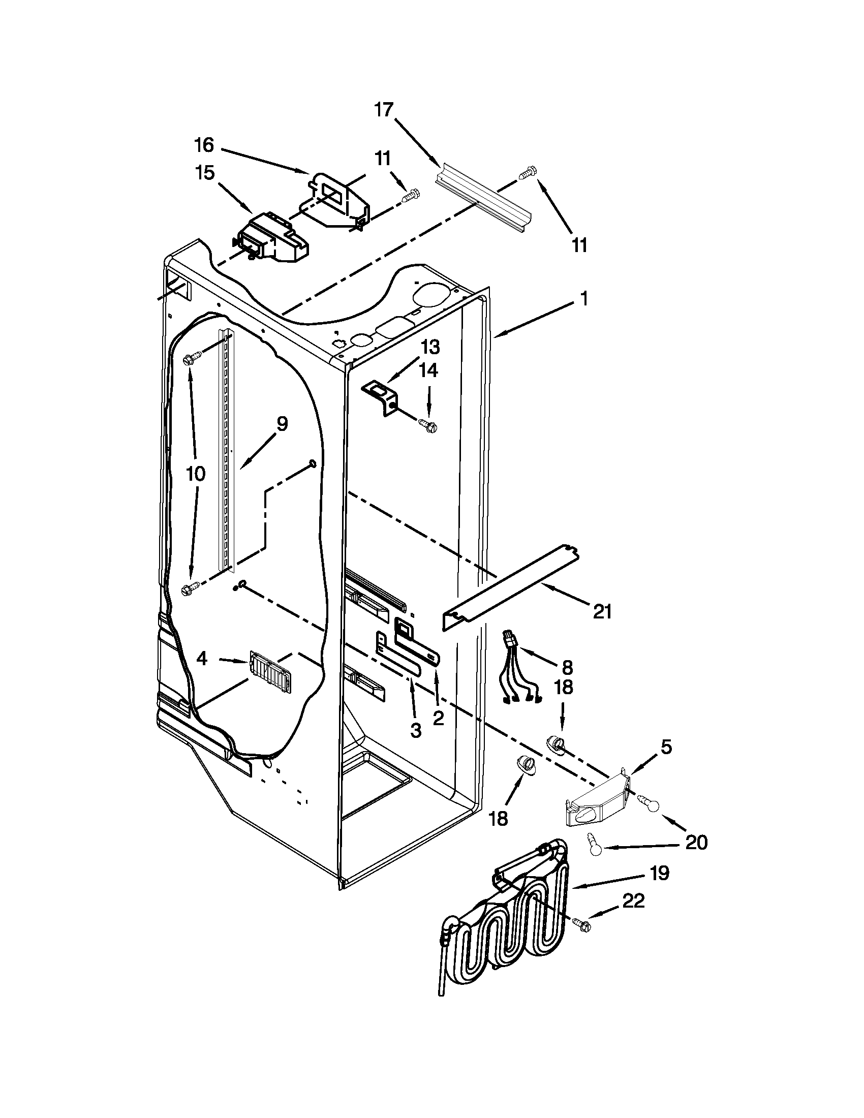 Whirlpool ED5HHAXVL00 refrigerator liner parts diagram