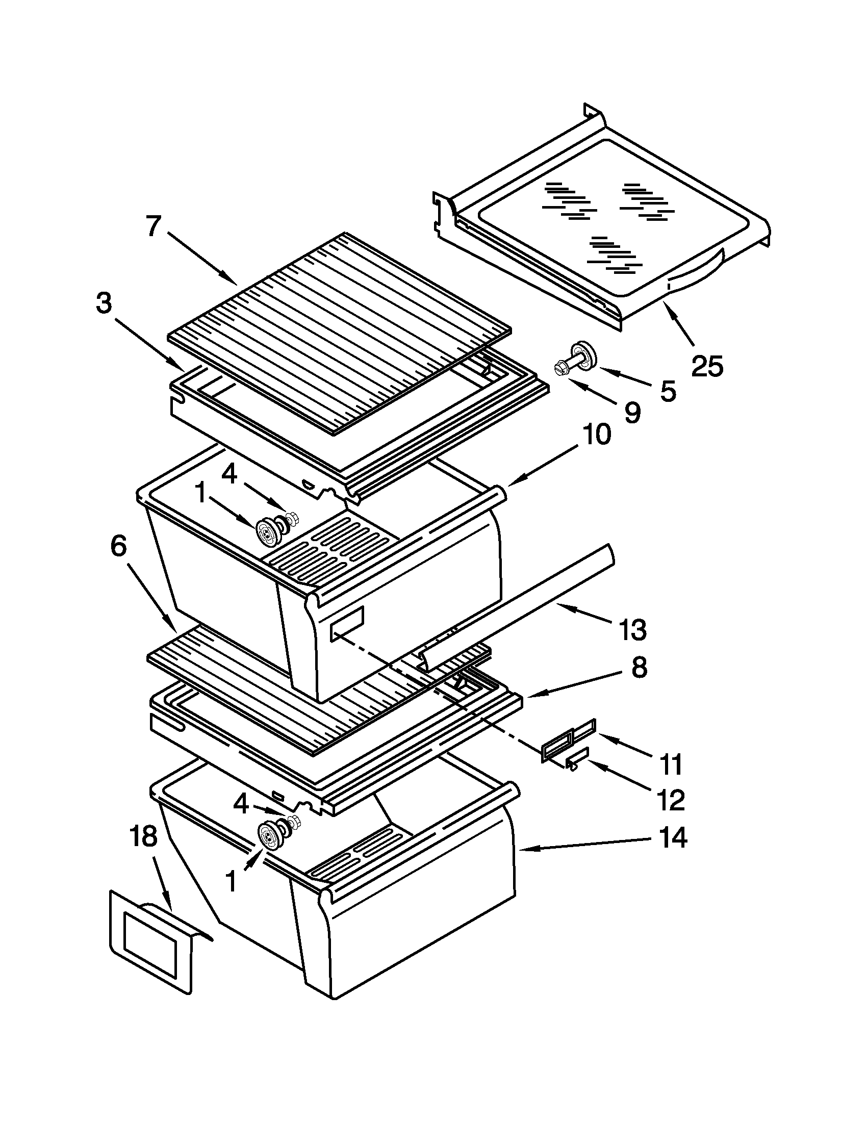 Whirlpool ED5HHAXVL00 refrigerator shelf parts diagram