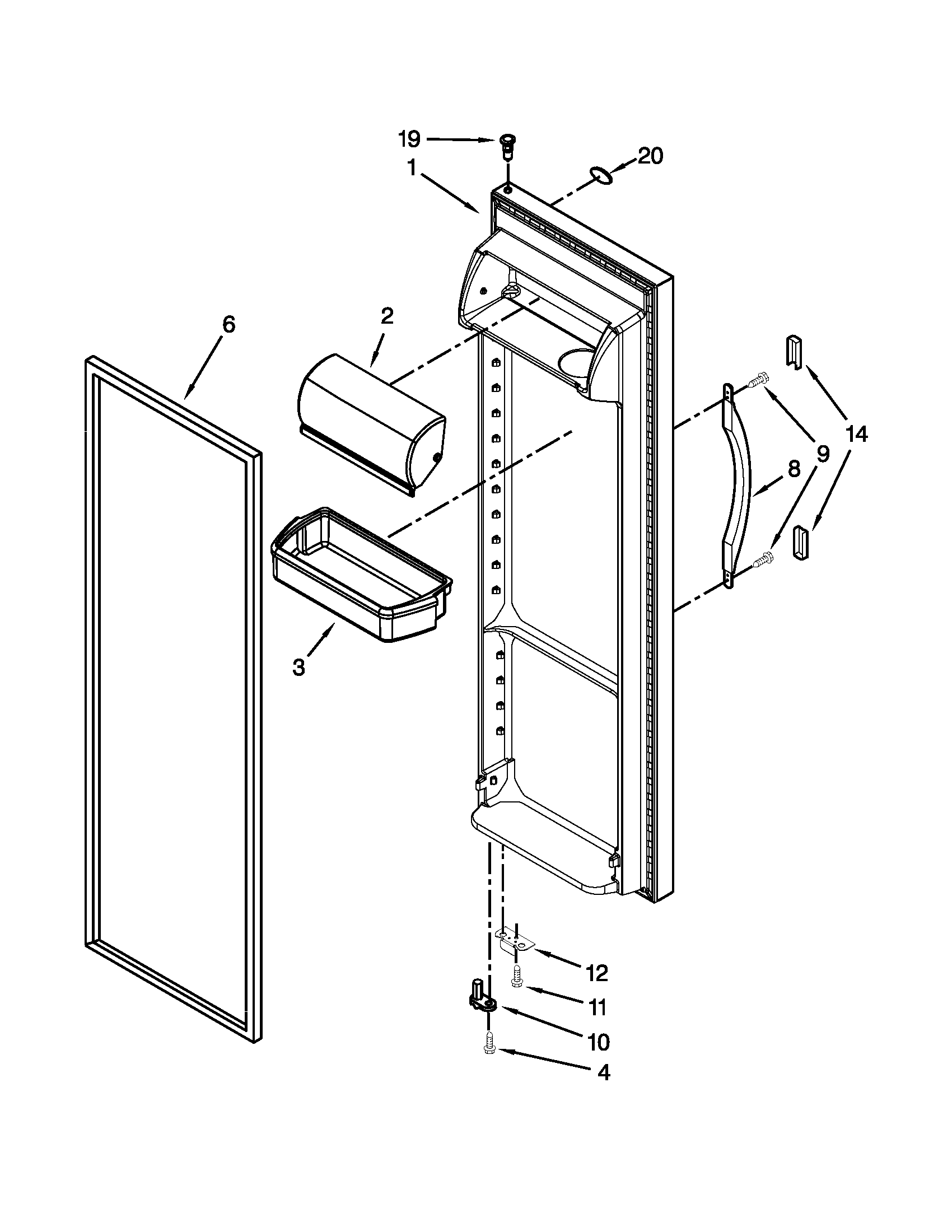 Whirlpool ED5HHAXVL00 refrigerator door parts diagram