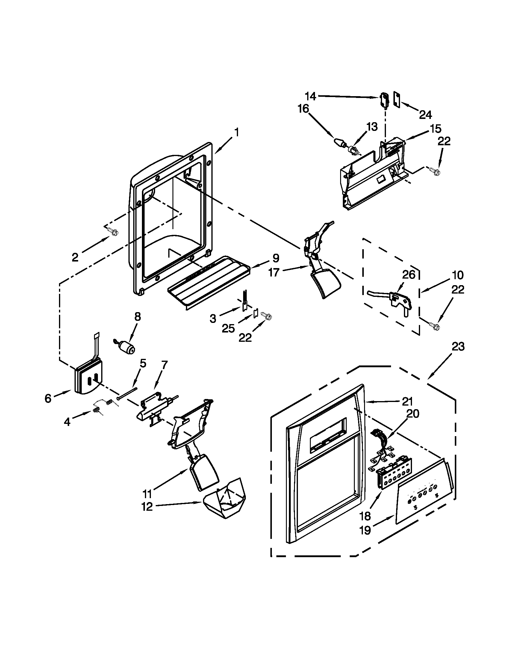 Whirlpool ED5HHAXVL00 dispenser parts diagram