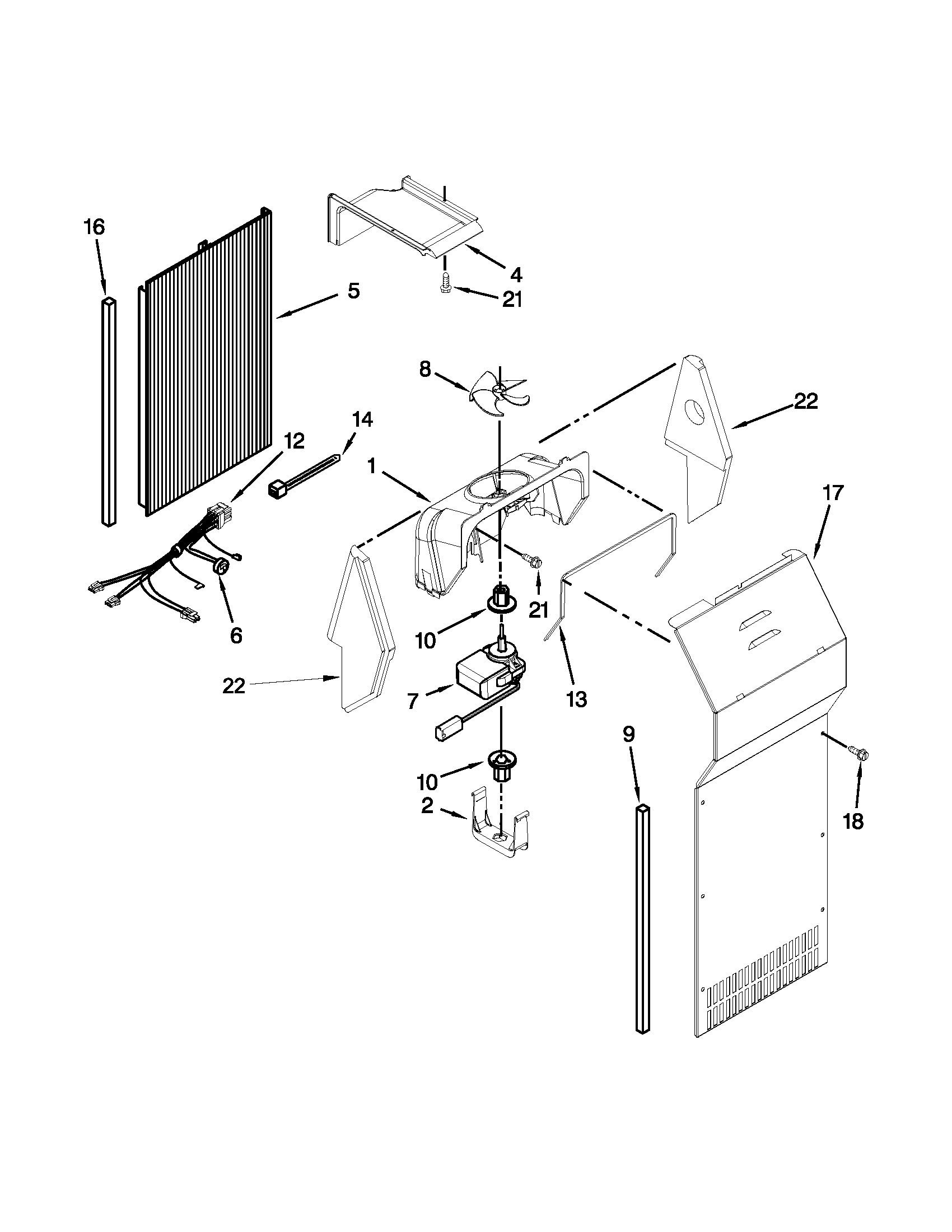 Whirlpool ED5HHAXVL00 air flow parts diagram