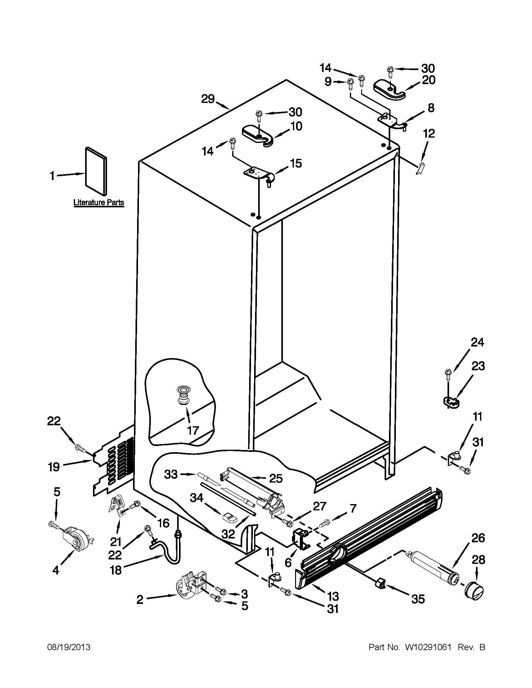 KitchenAid KSRT25FWBL00 cabinet parts diagram