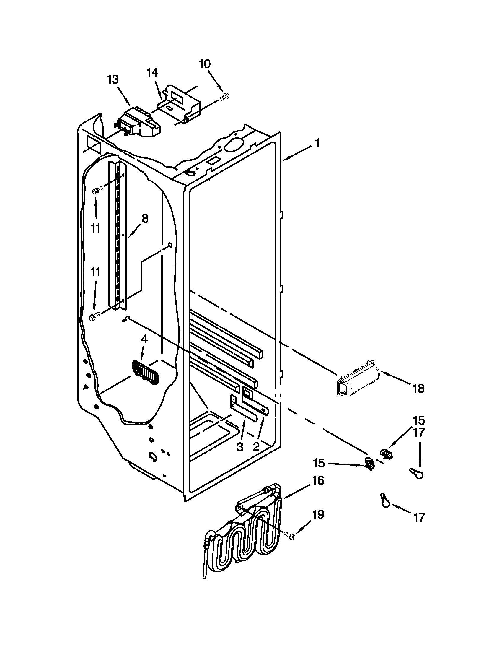 KitchenAid KSRT25FWBL00 refrigerator liner parts diagram