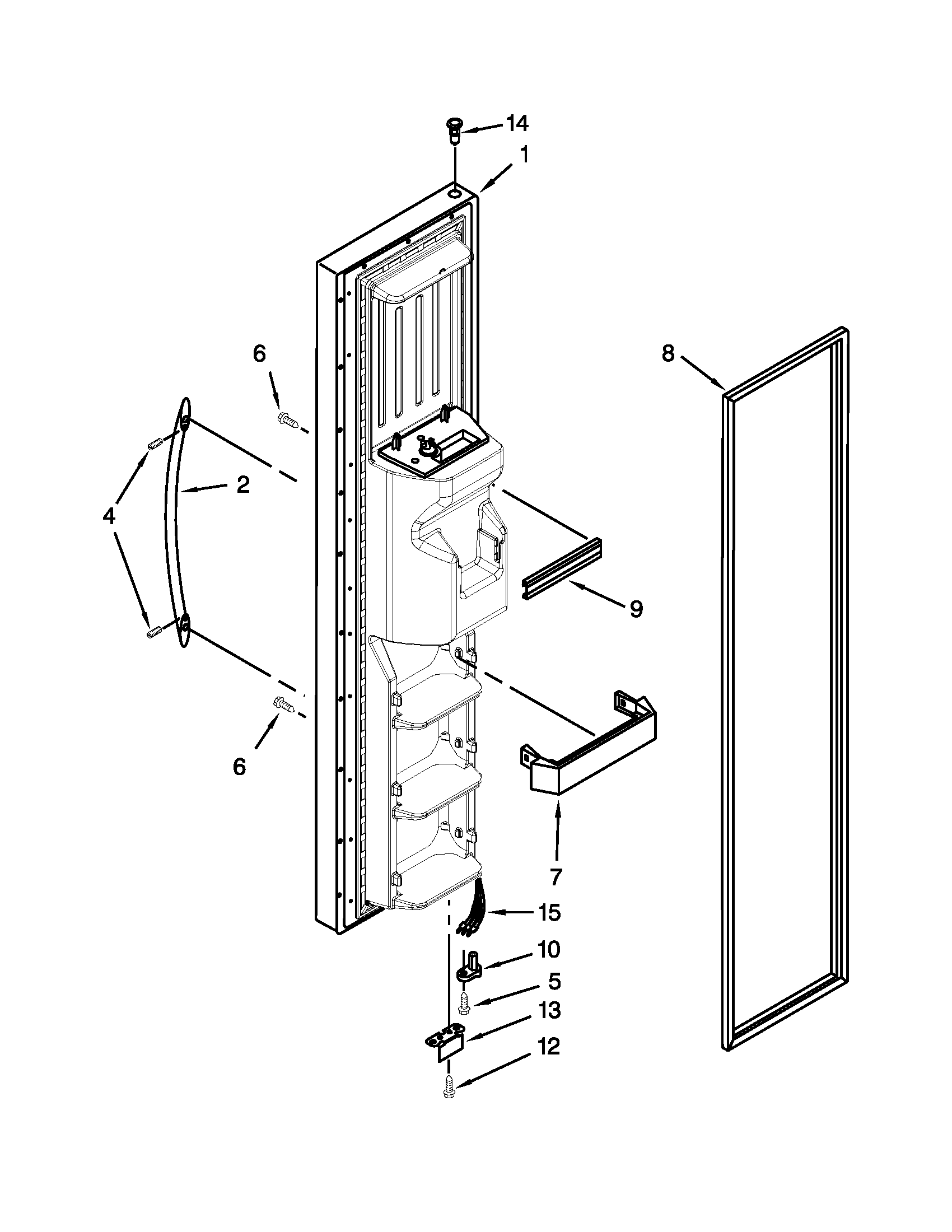 KitchenAid KSRT25FWBL00 freezer door parts diagram