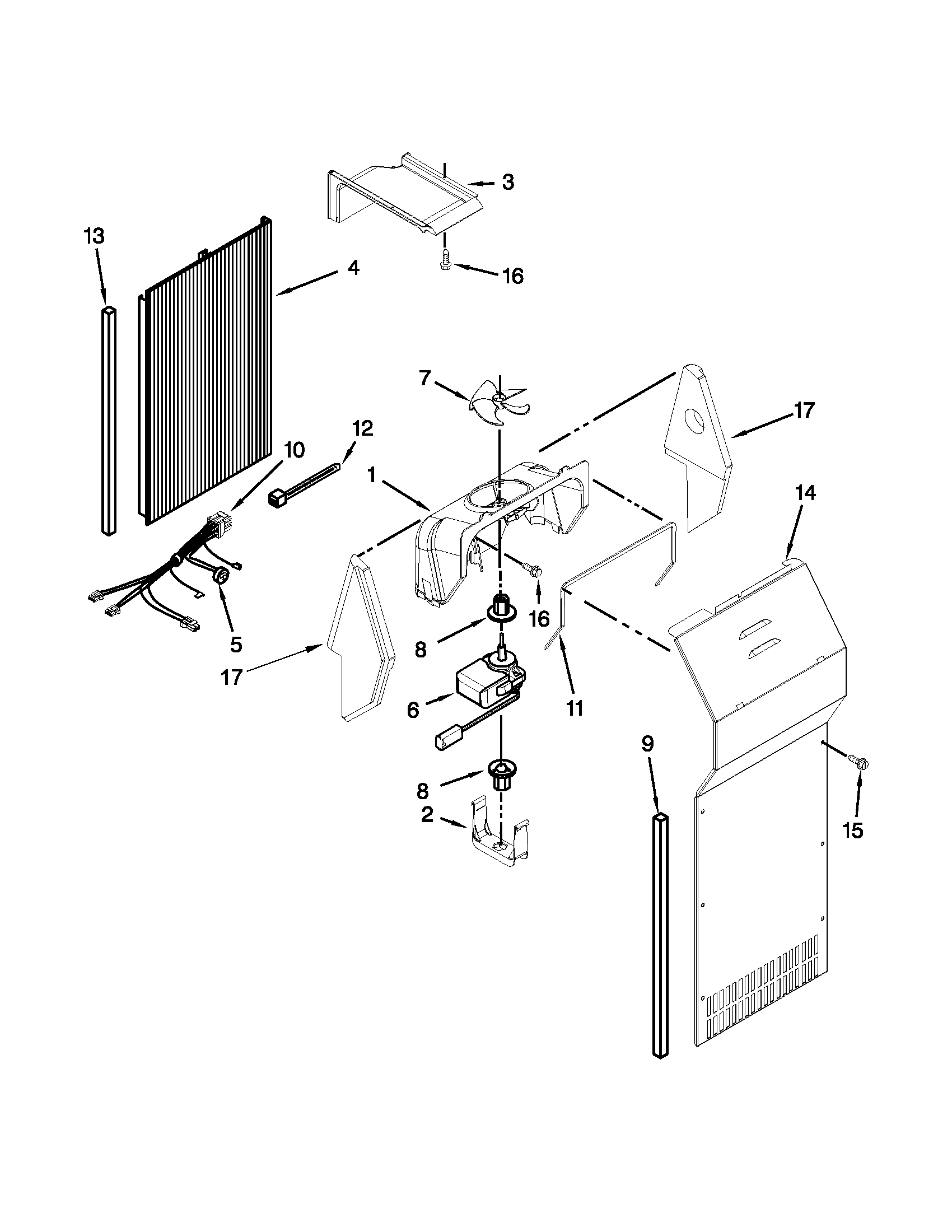 KitchenAid KSRT25FWBL00 air flow parts diagram