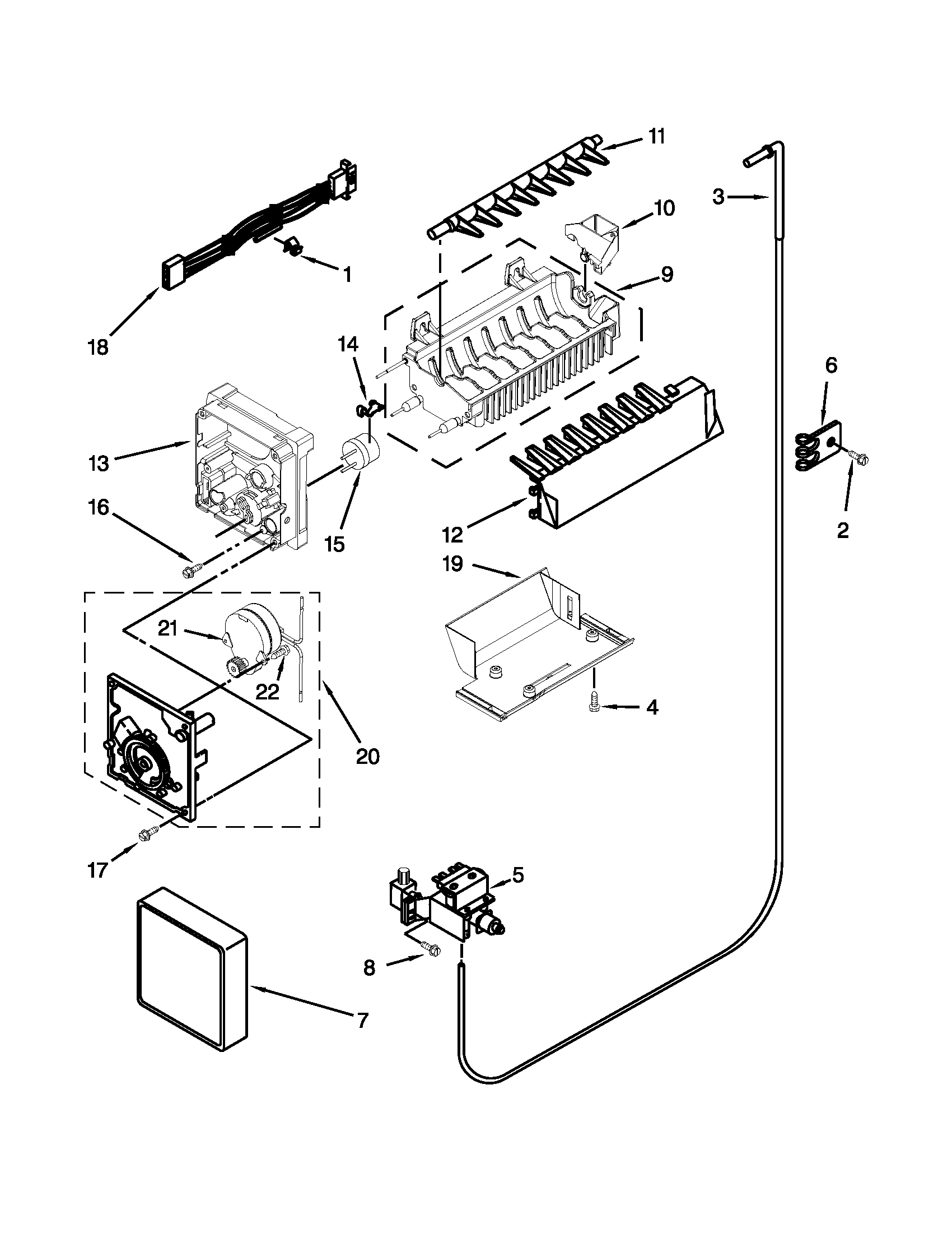 KitchenAid KSRT25FWBL00 icemaker parts diagram