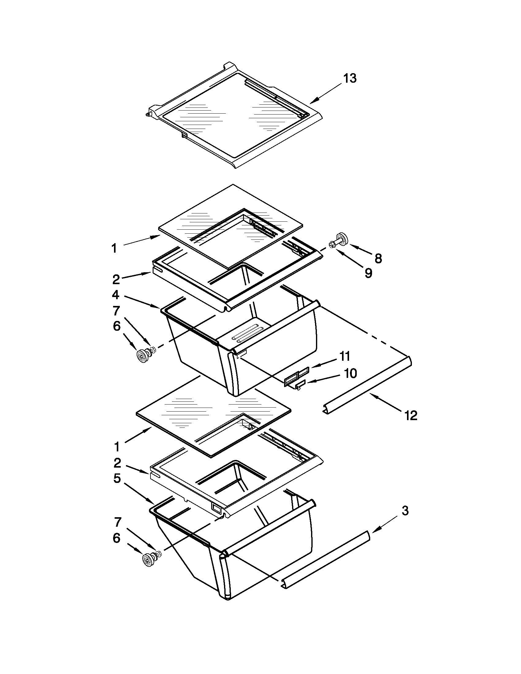 Amana ASD2275BRB00 refrigerator shelf parts diagram