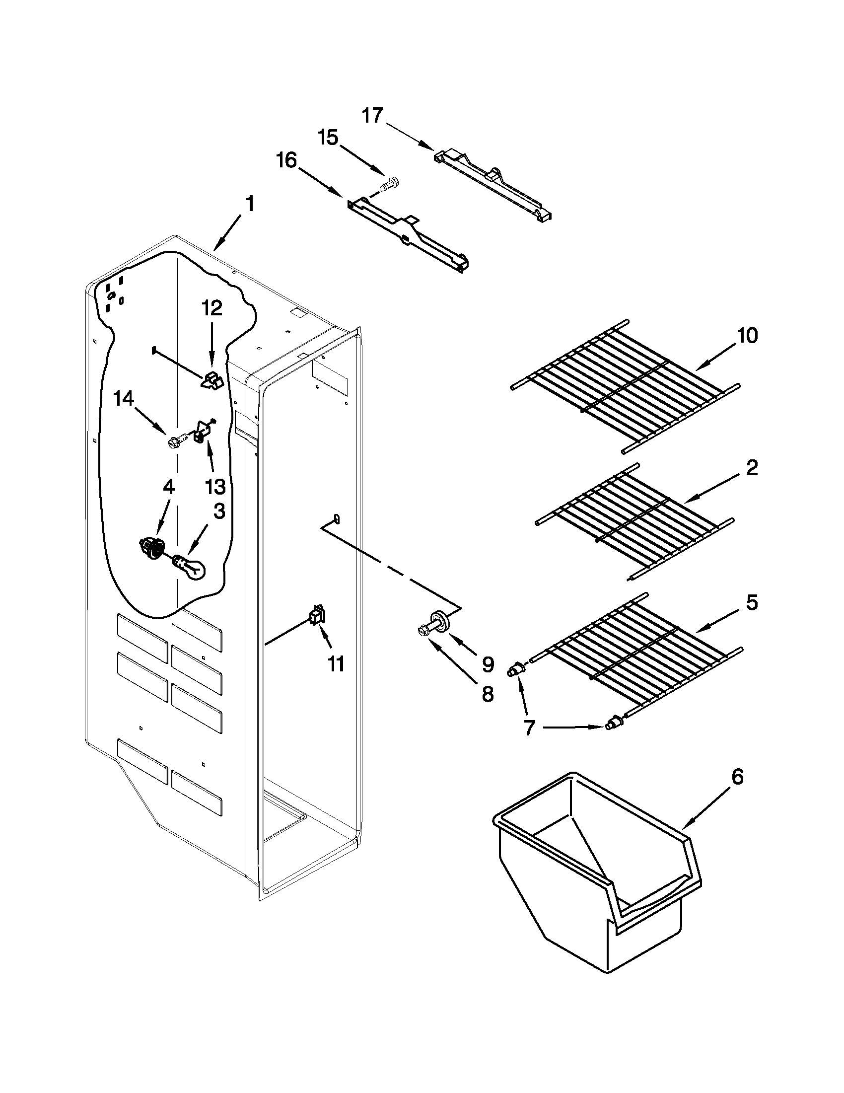 Amana ASD2275BRB00 freezer liner parts diagram