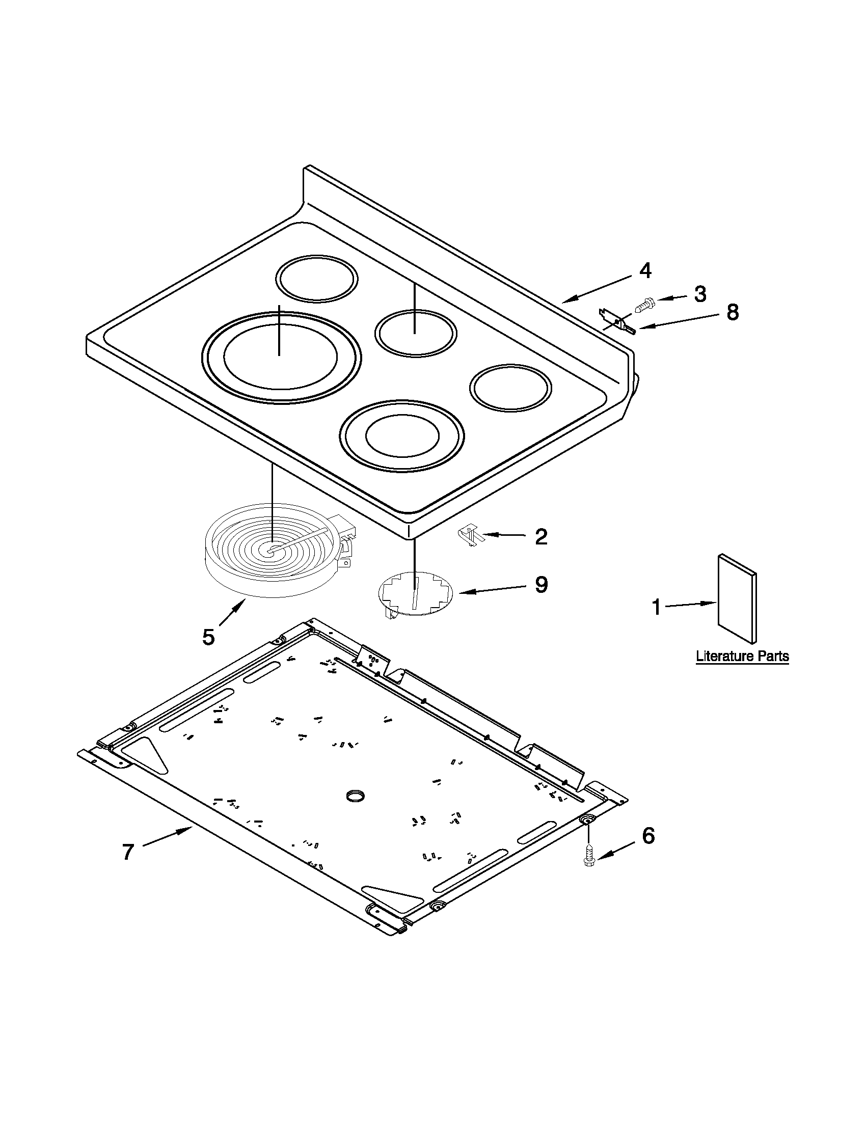 Whirlpool YWFE710H0BS0 cooktop parts diagram