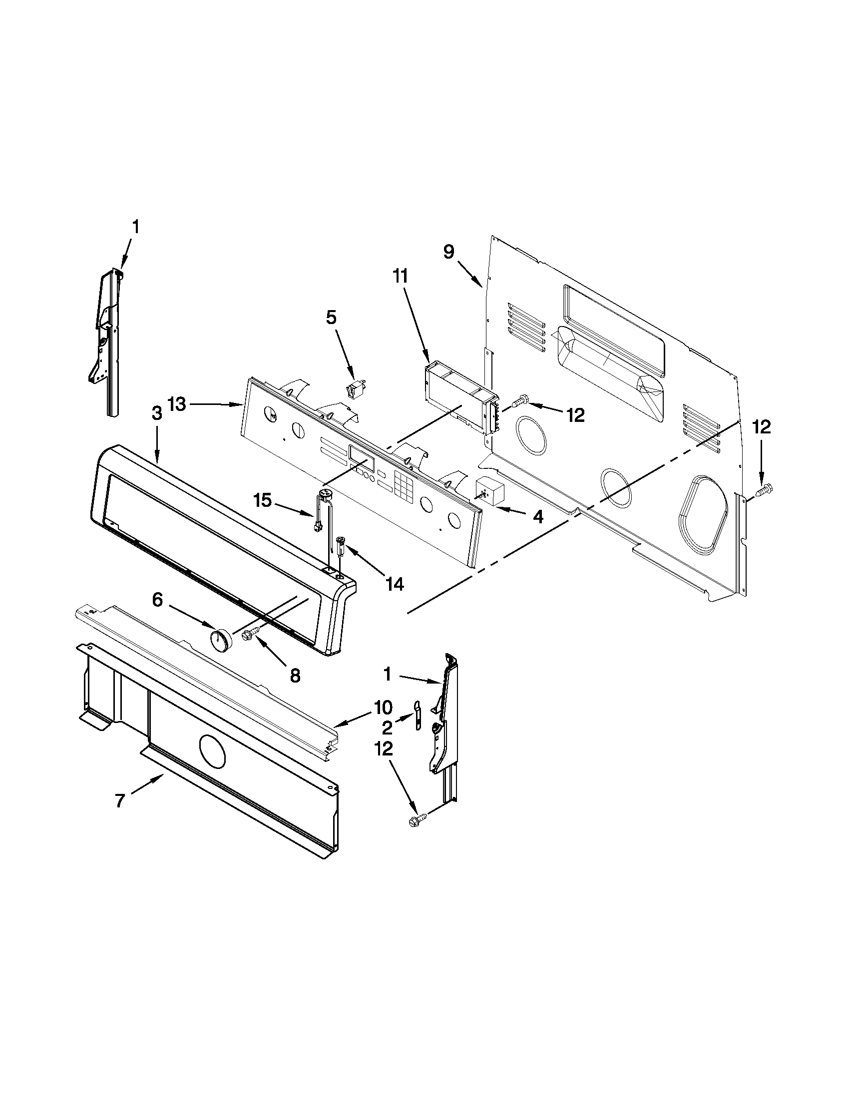 Whirlpool YWFE710H0BS0 control panel parts diagram