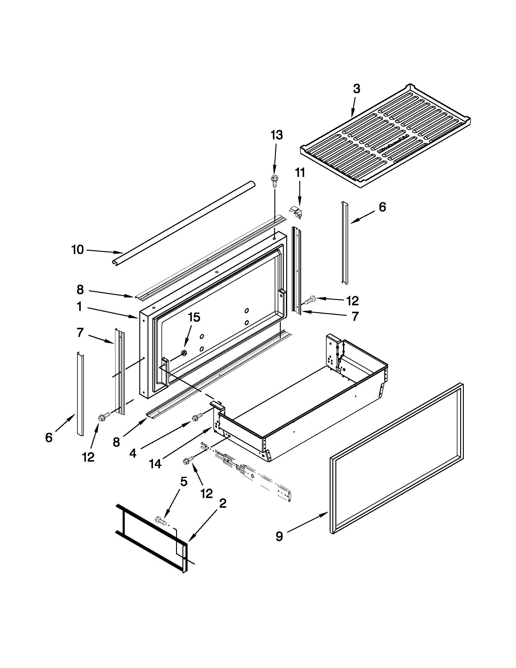 KitchenAid KBLO36FTX08 freezer door and basket parts diagram