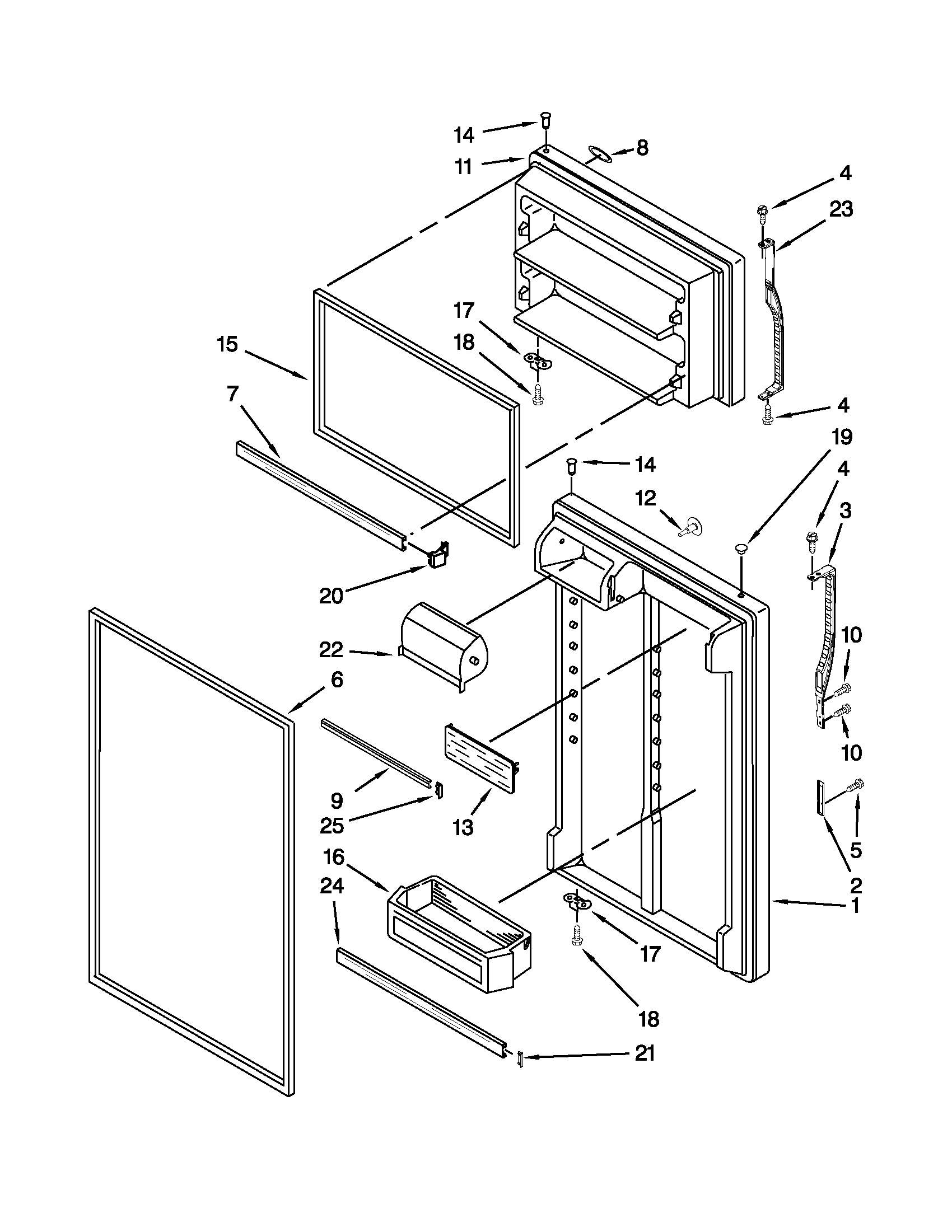 Maytag M1TXEGMYW00 door parts diagram