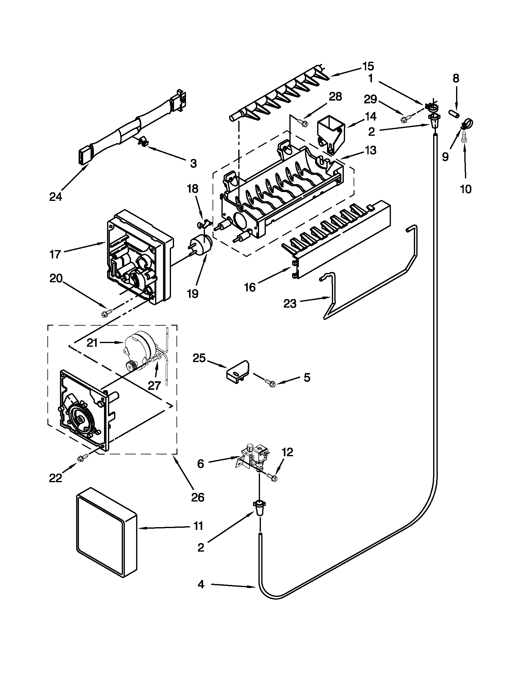 Maytag M1TXEGMYW00 icemaker parts diagram