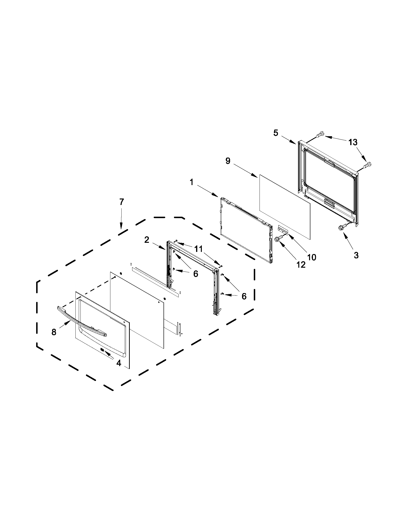 Maytag MEW9527AS01 oven door diagram