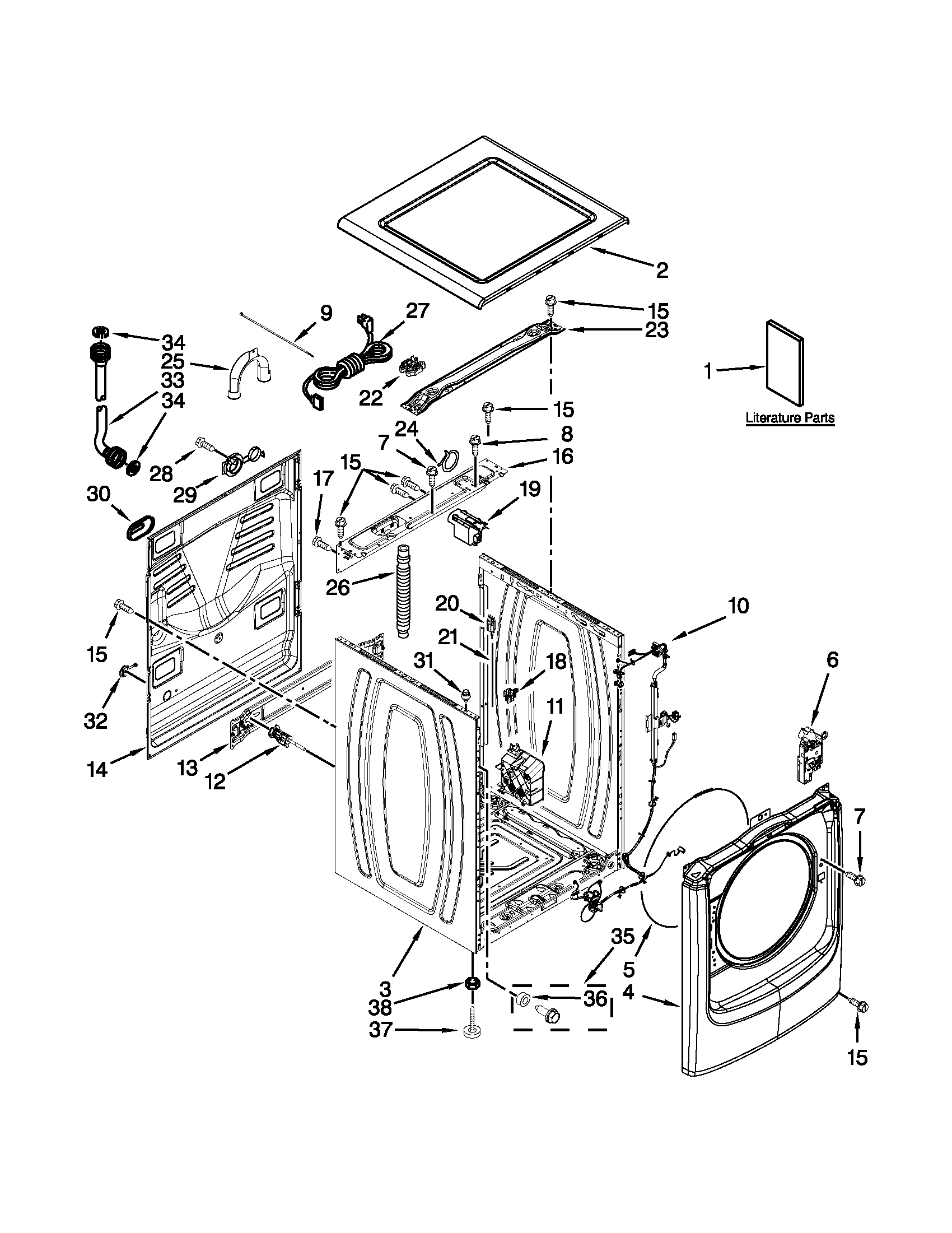 Maytag MHW6000XG0 top and cabinet parts diagram