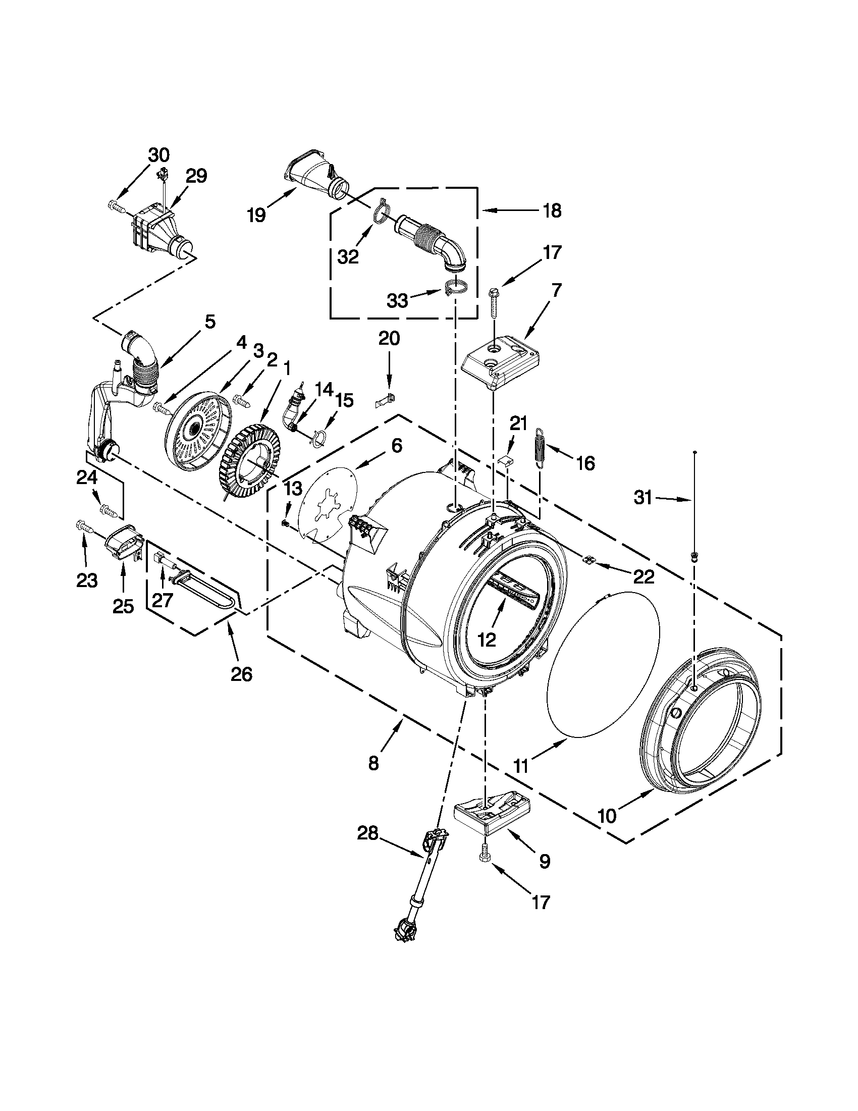Maytag MHW7000XR2 tub and basket parts diagram