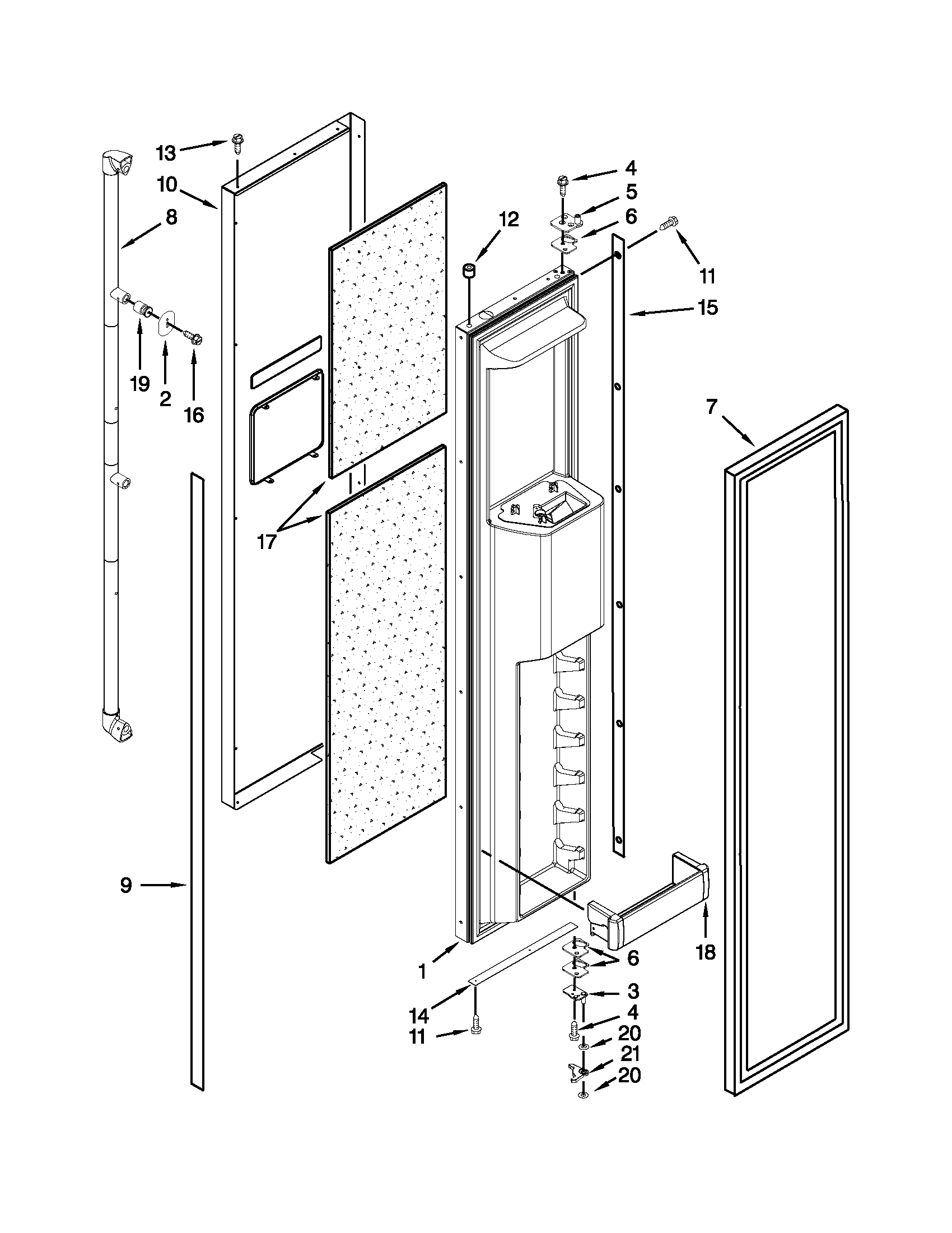 Jenn-Air JS42PPDUDB16 freezer door parts diagram
