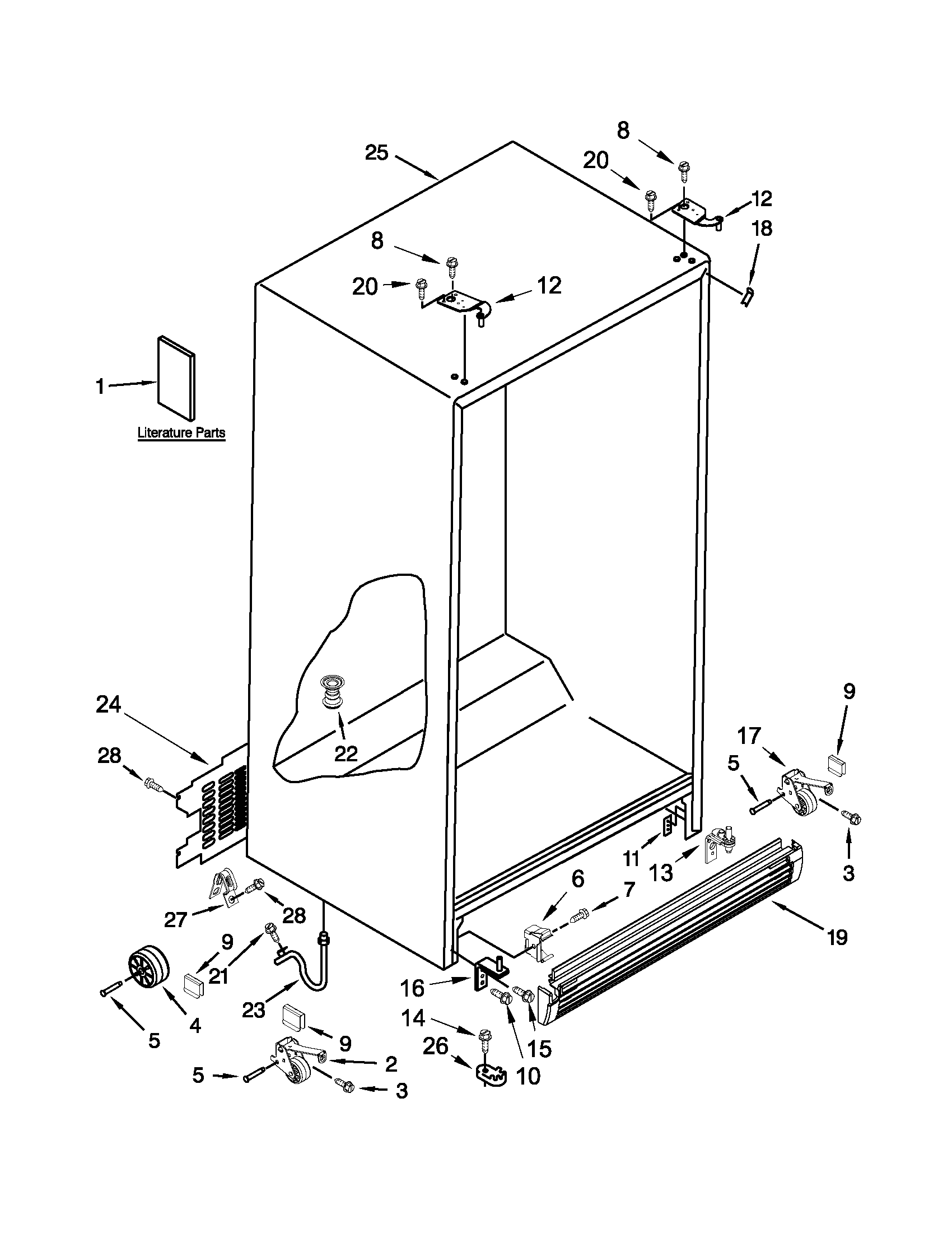 Maytag 5MSF25N4BA00 cabinet parts diagram