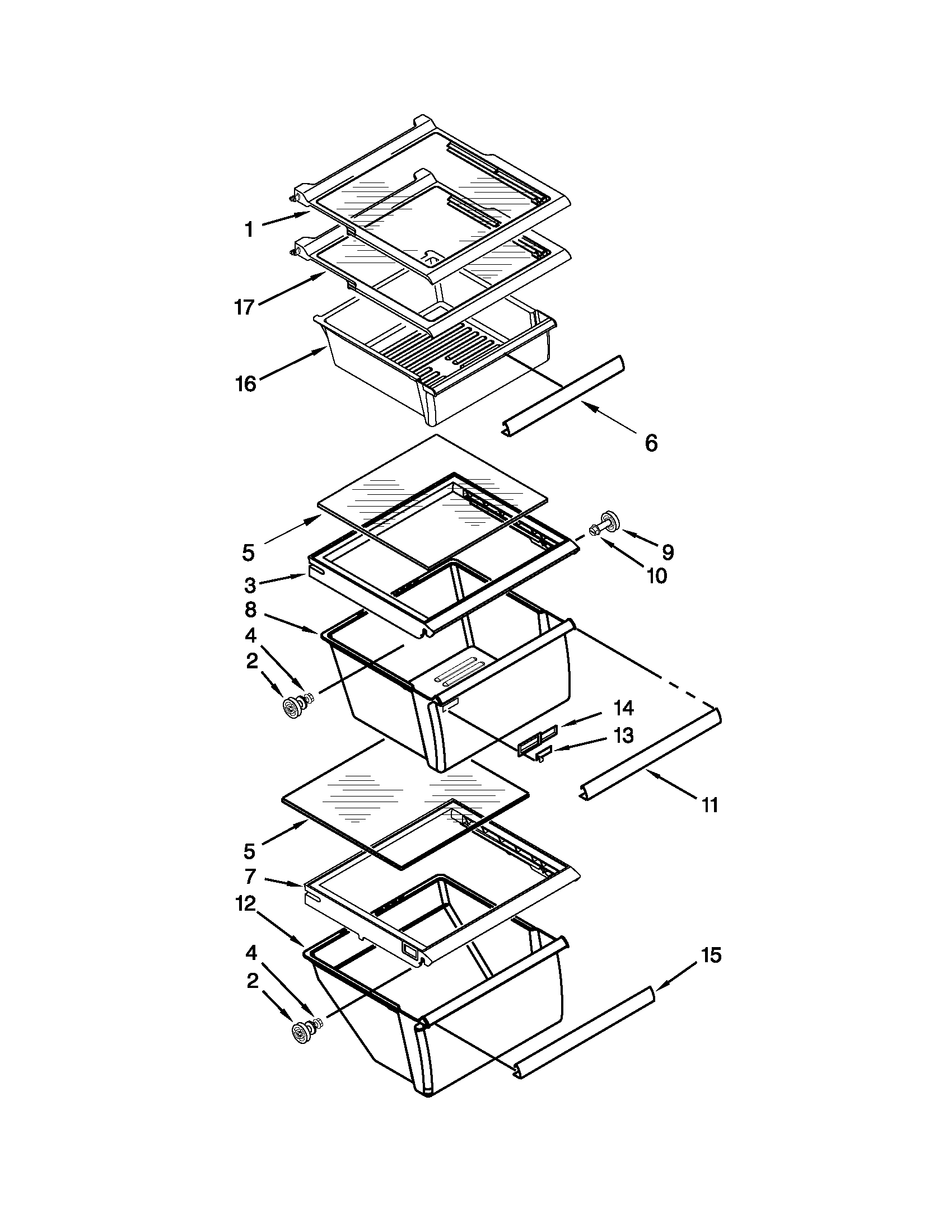 Maytag 5MSF25N4BA00 refrigerator shelf parts diagram