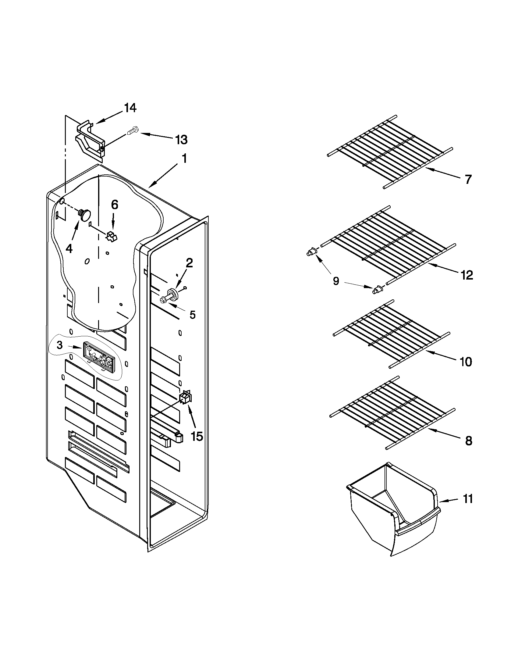Maytag 5MSF25N4BA00 freezer liner parts diagram