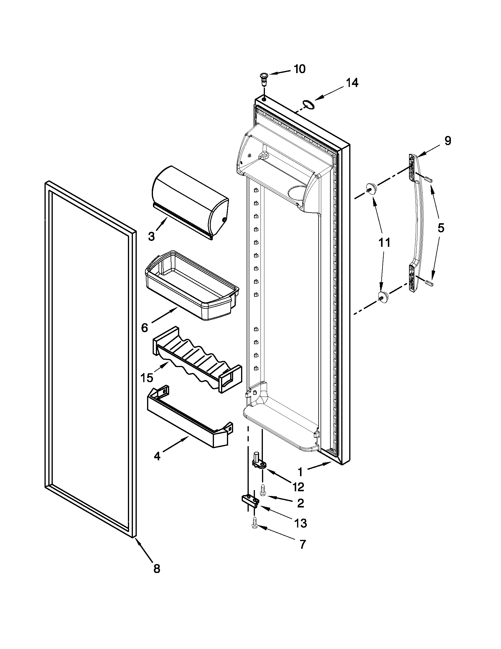 Maytag 5MSF25N4BA00 refrigerator door parts diagram