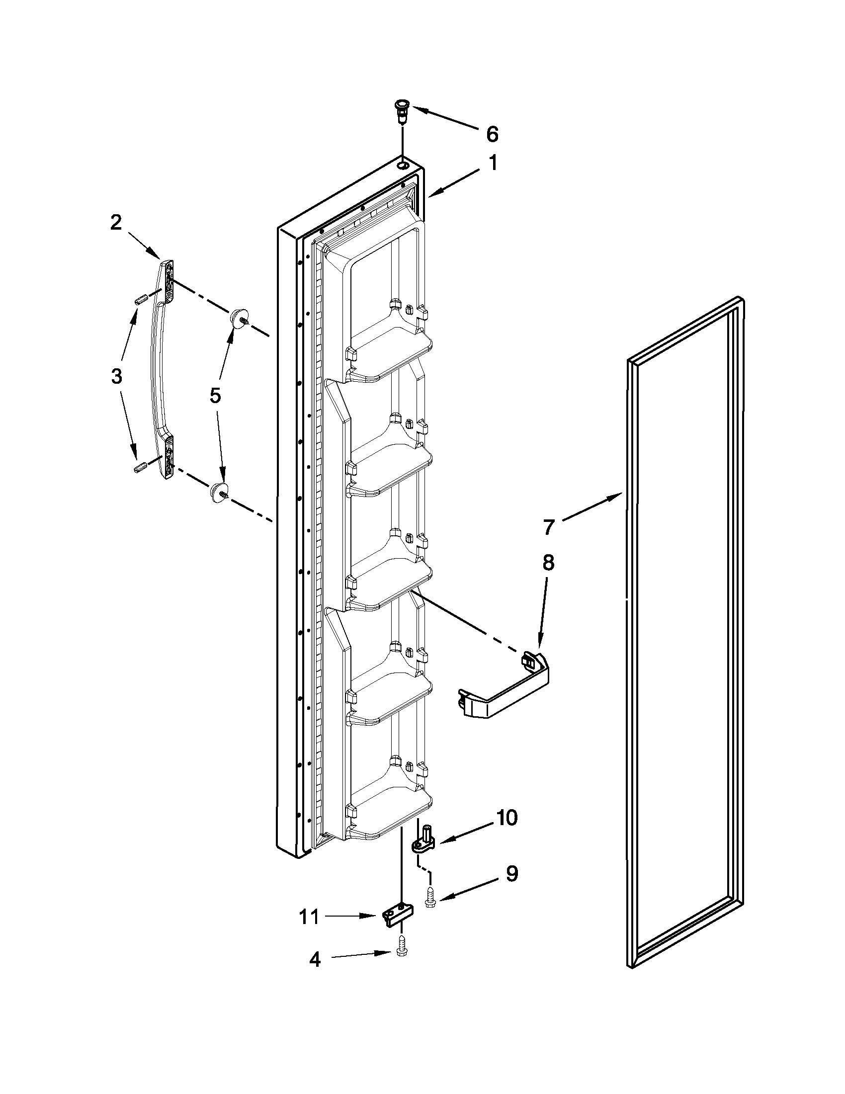 Maytag 5MSF25N4BA00 freezer door parts diagram