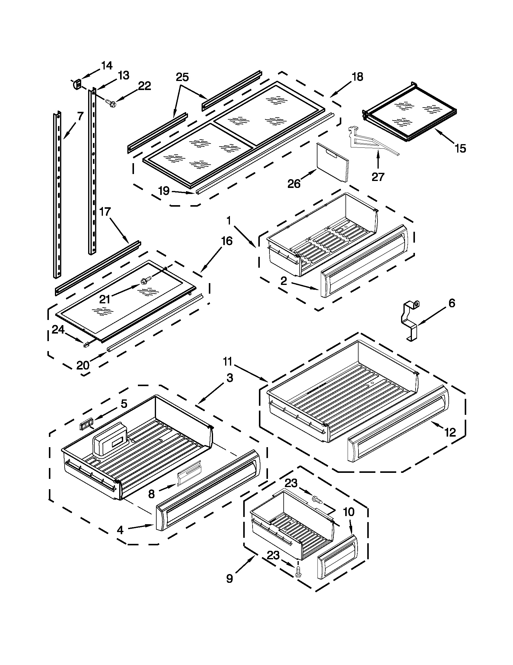 Jenn-Air JB36SSFXRA02 shelf parts diagram