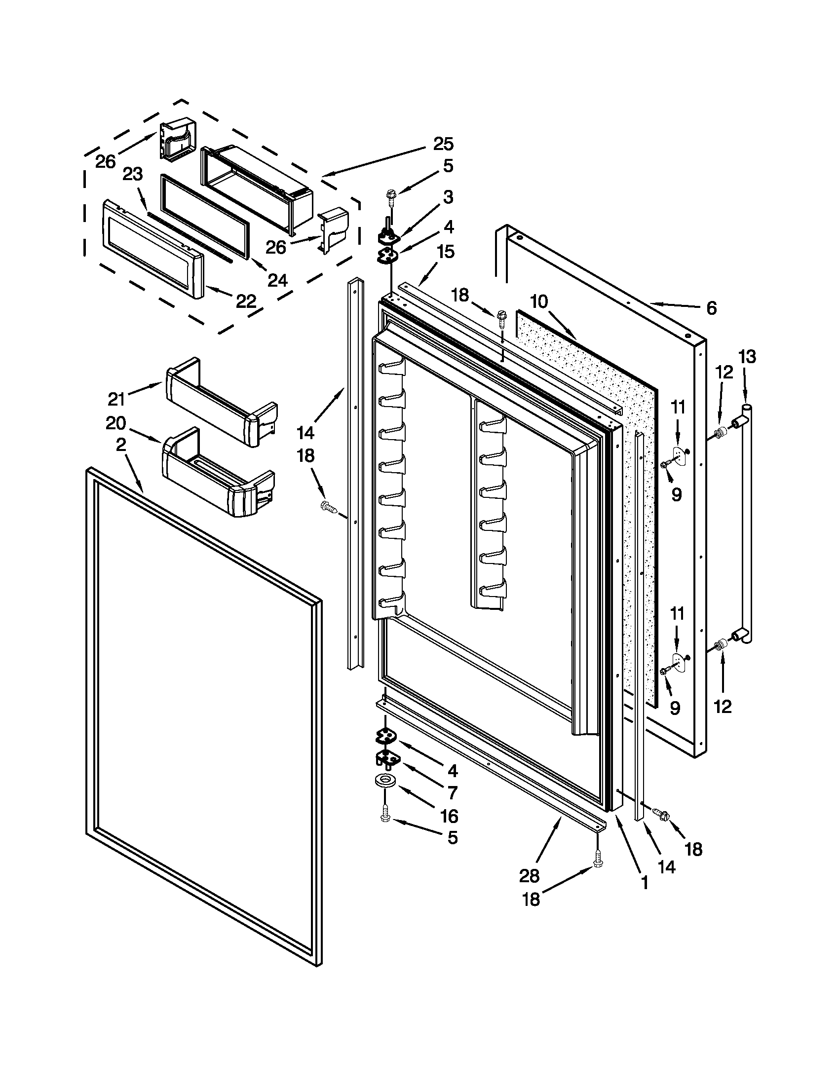 Jenn-Air JB36SSFXRA02 refrigerator door parts diagram