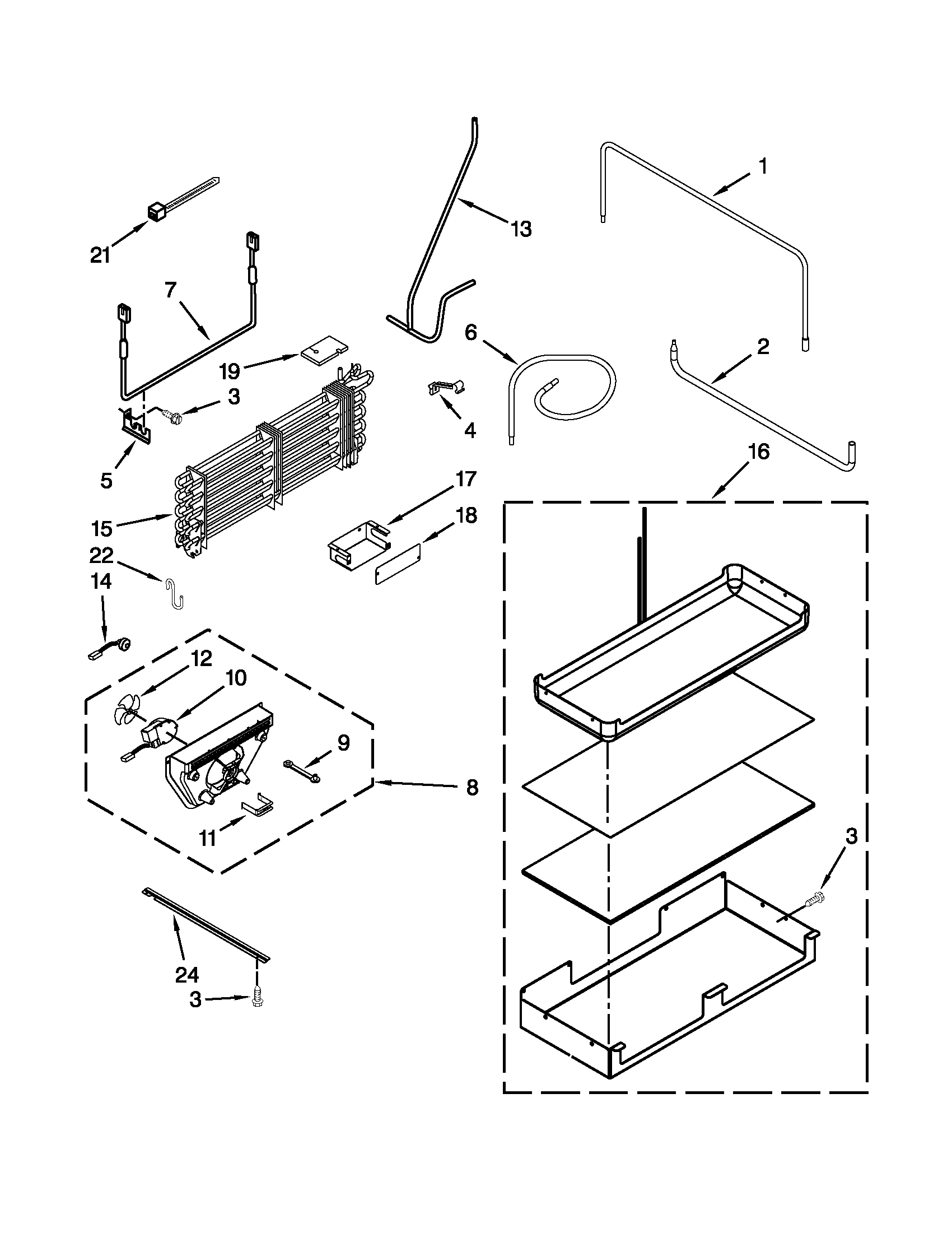 Jenn-Air JB36SSFXRA02 lower unit and tube parts diagram