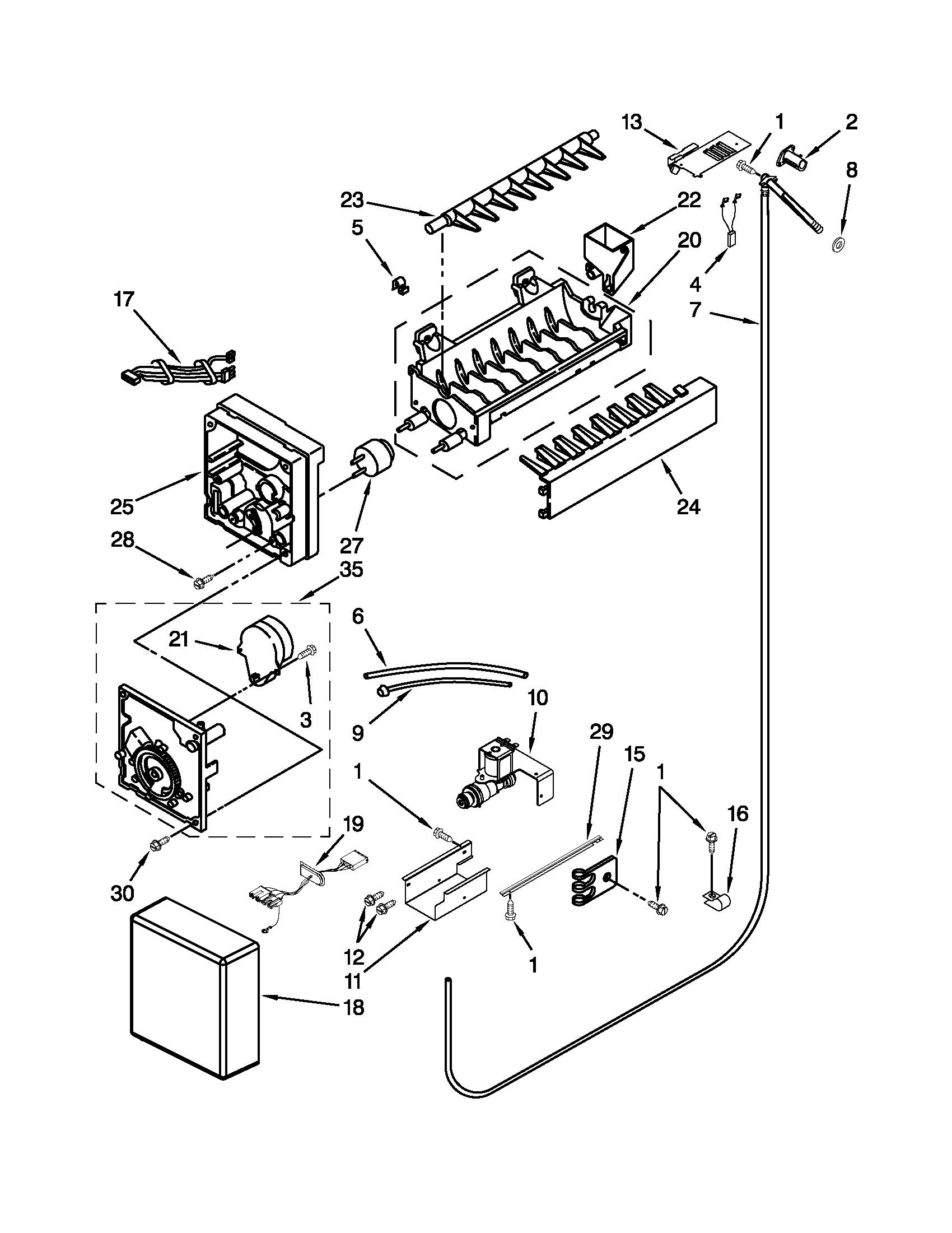 Jenn-Air JB36SSFXRA02 ice maker parts diagram