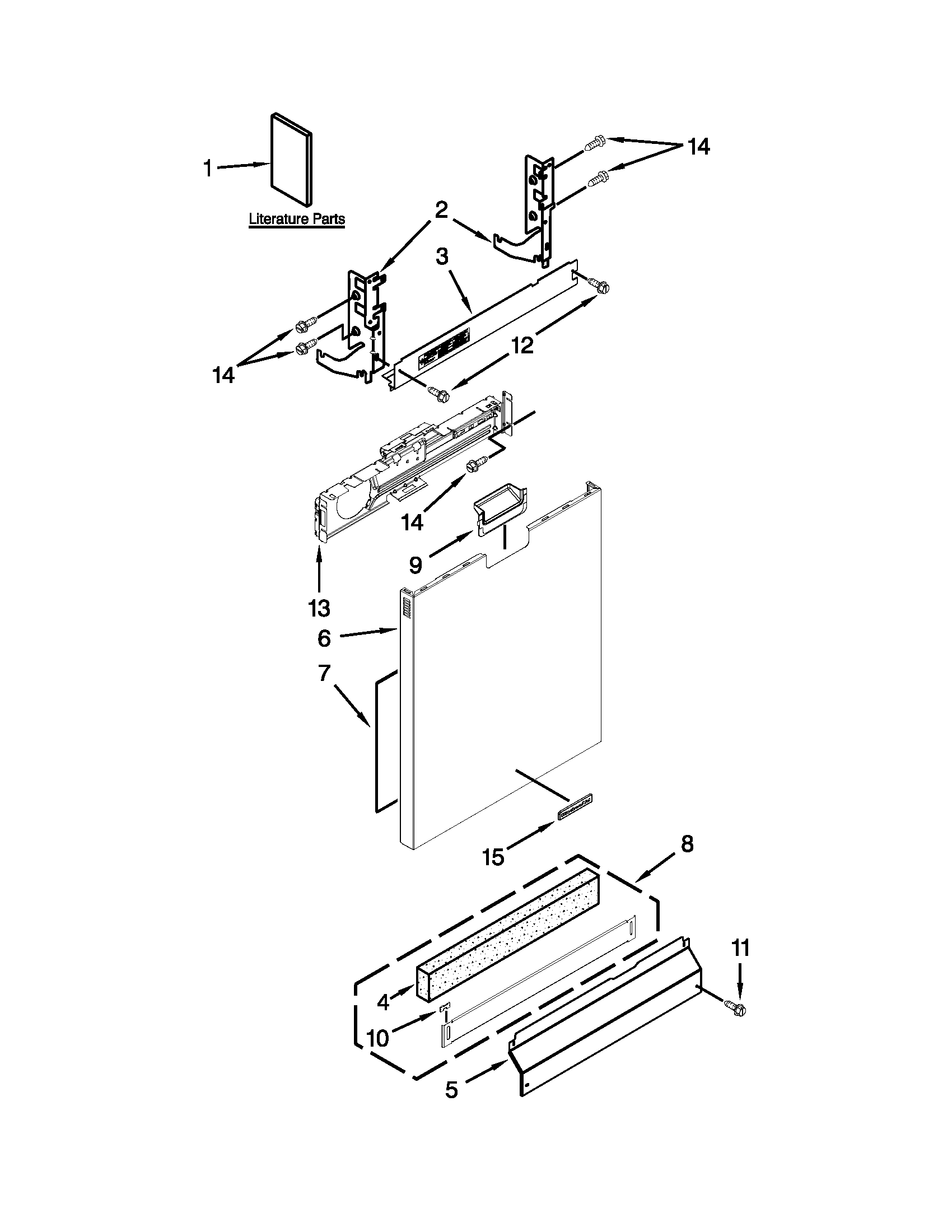 KitchenAid KUDS30IXSS0 door panel parts diagram