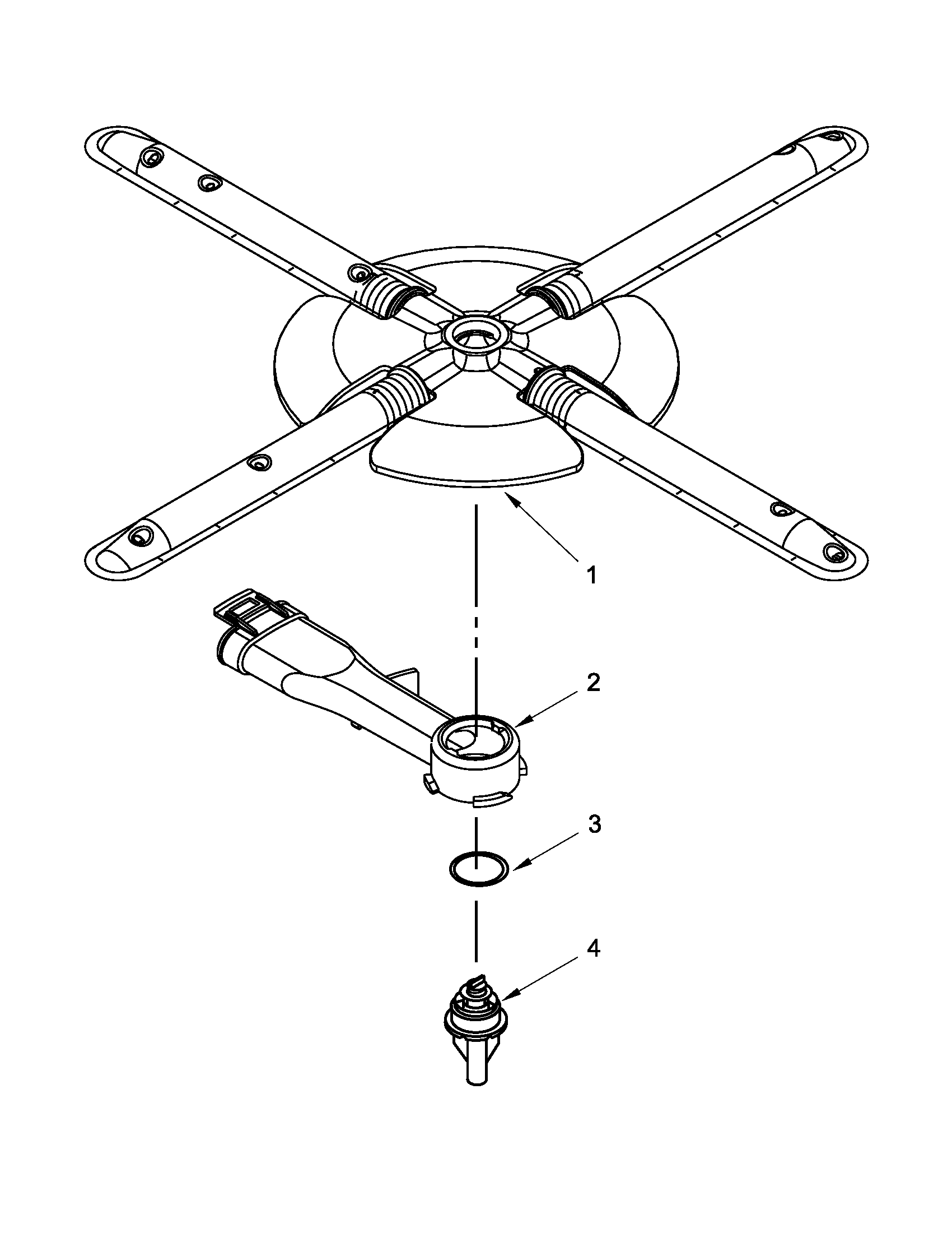KitchenAid KUDS30IXSS0 lower washarm and strainer parts diagram