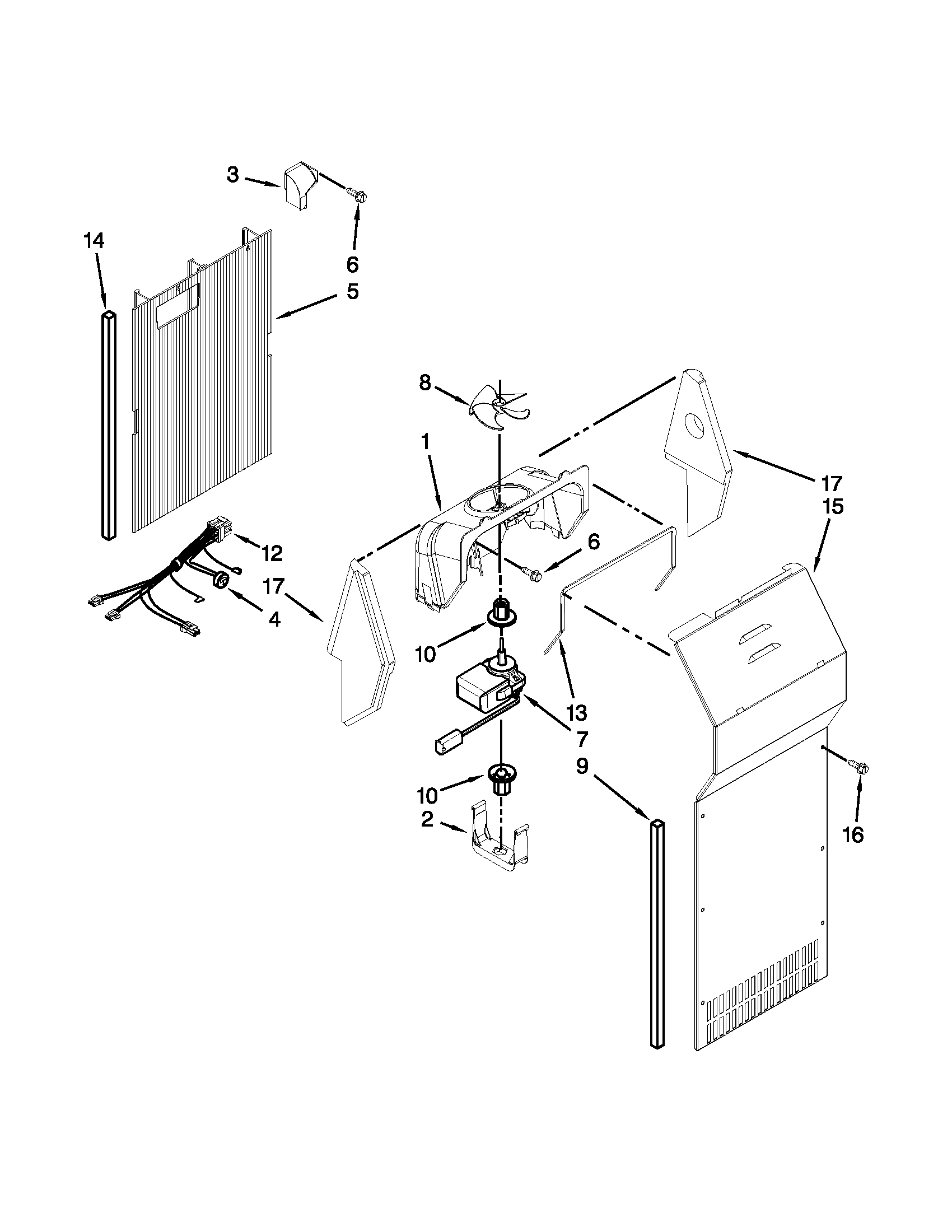 Whirlpool 5WRS25KNBW00 air flow parts diagram