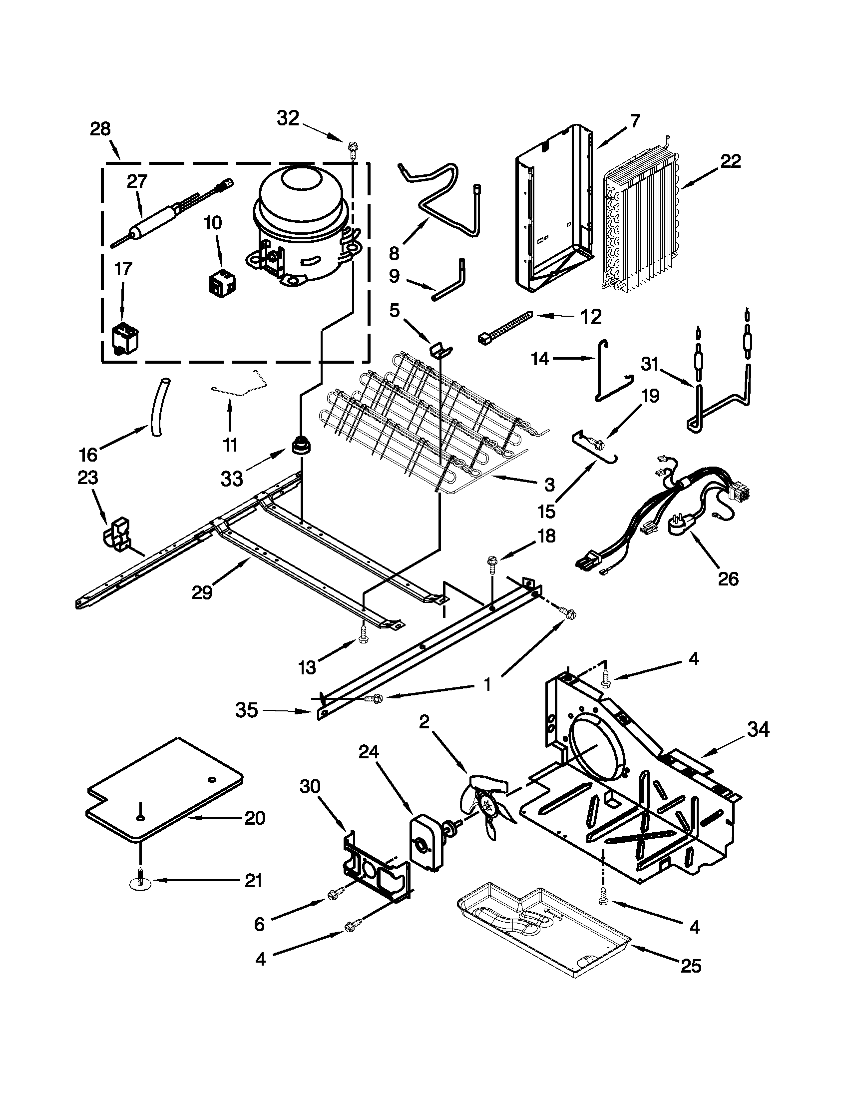 Whirlpool 5WRS25KNBW00 unit parts diagram